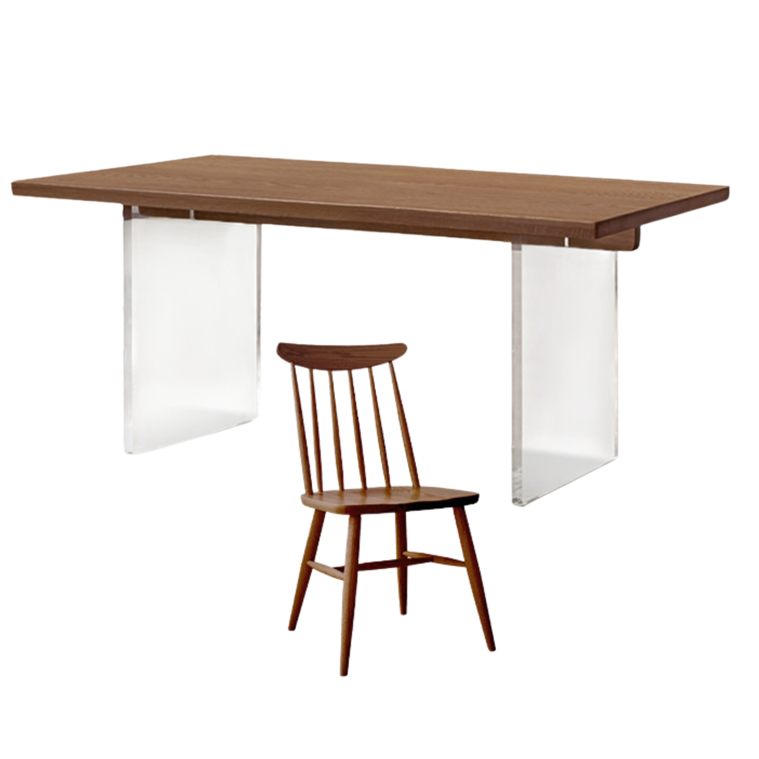 Oak solid wood dining table acrylic floating large size,