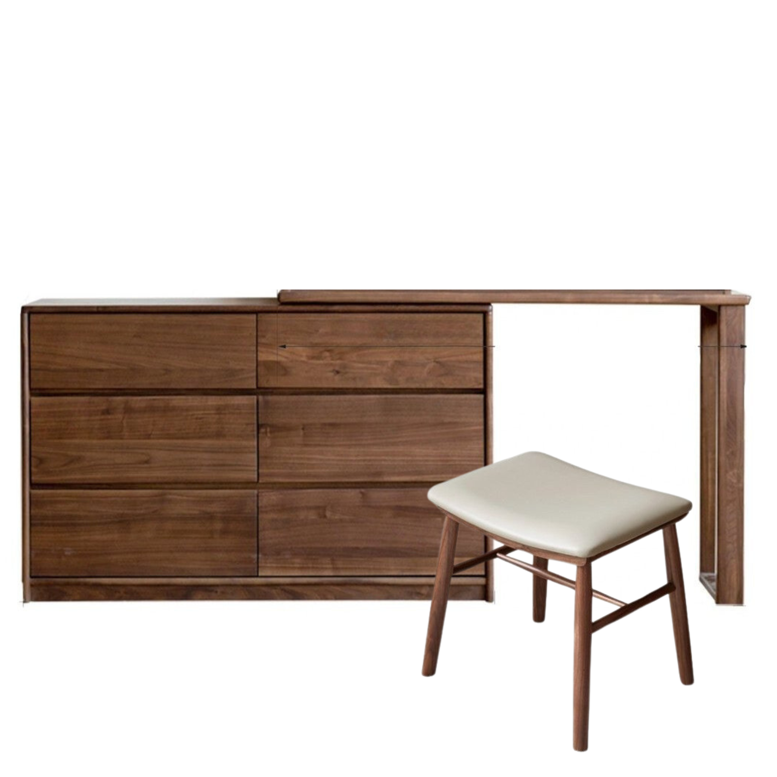 Black walnut solid wood retractable dressing table