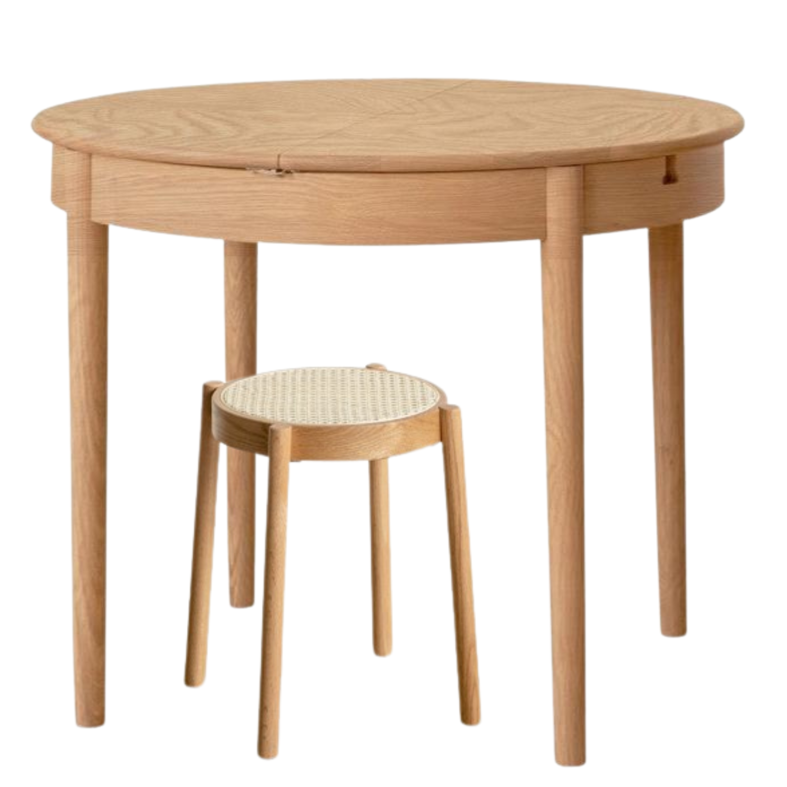 Oak, ash Solid Wood Retractable Round Dining Table