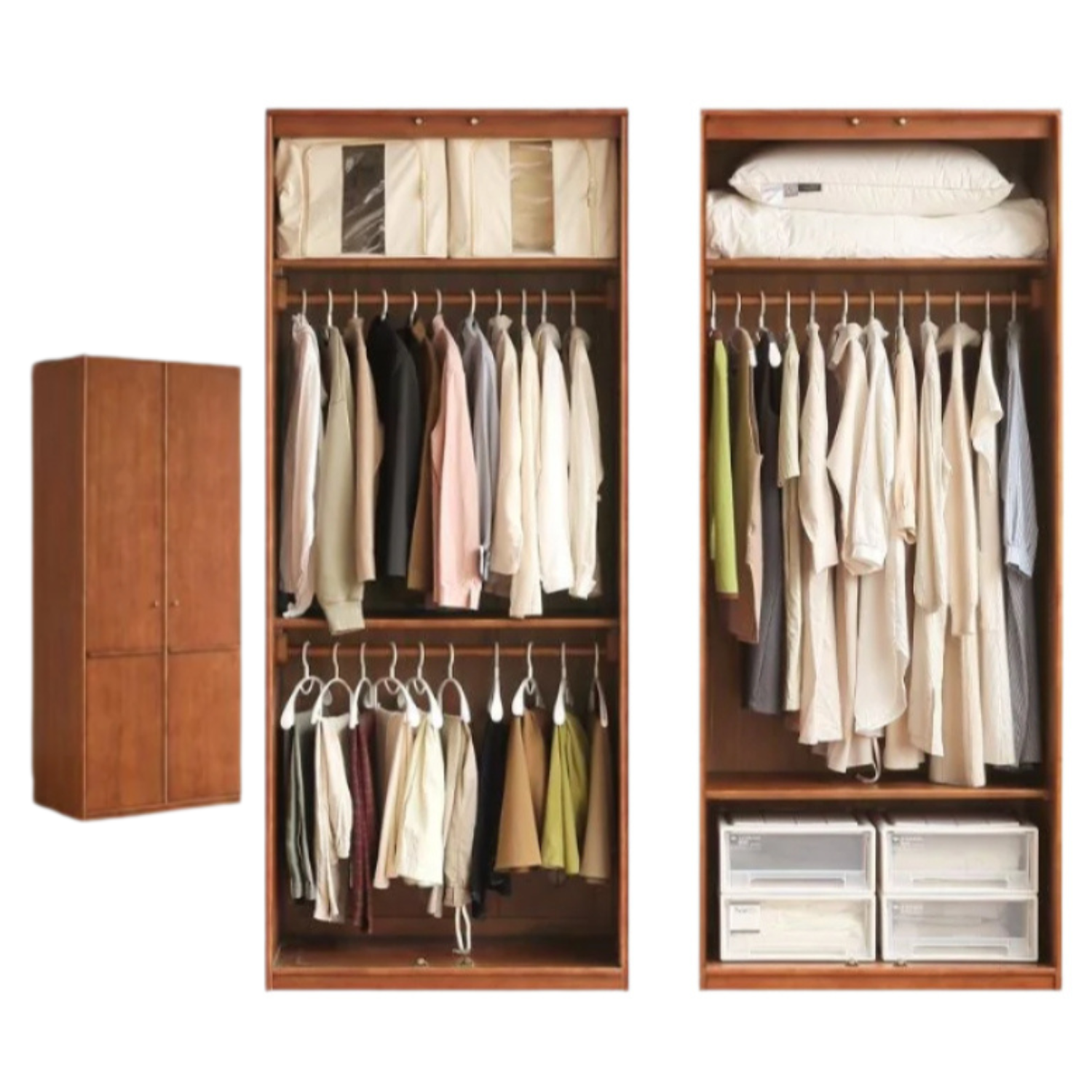 Oak Solid Wood Antique Style Wardrobe