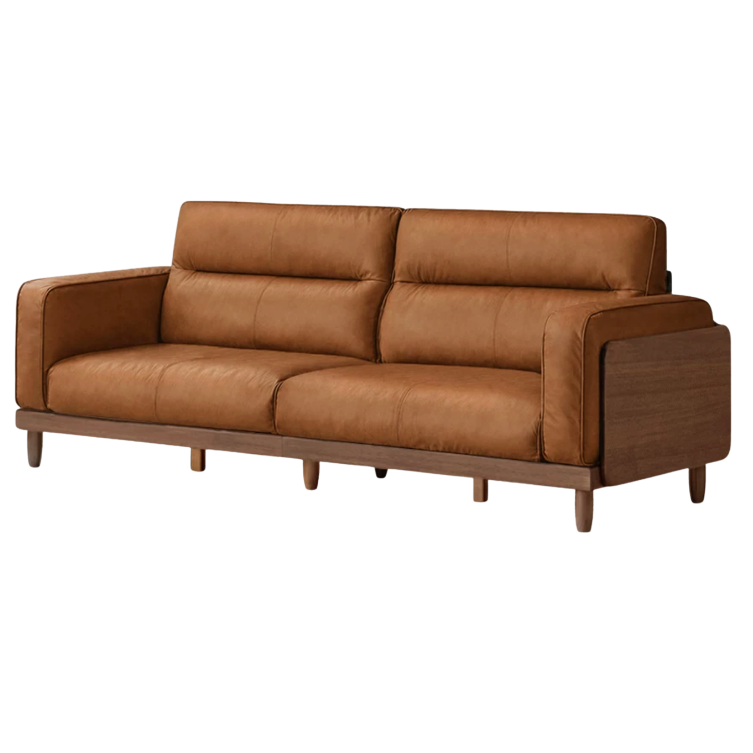 Sandalwood, Golden Pearwood, Ash Solid Wood Genuine Leather, fabric High-Back Sofa