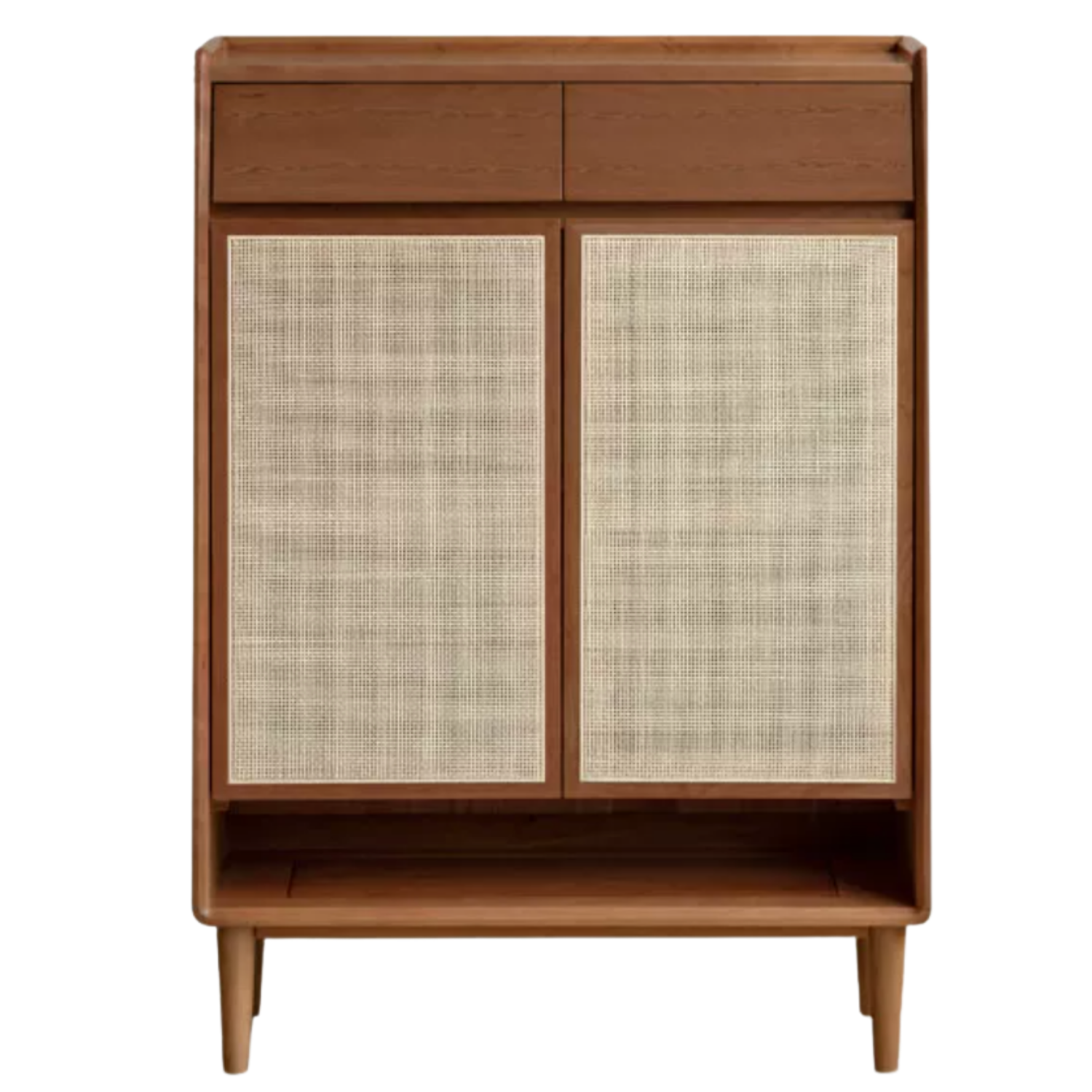 Сherry, Oak Solid Wood Rattan Shoe Cabinet, Entryway Storage Cabinet