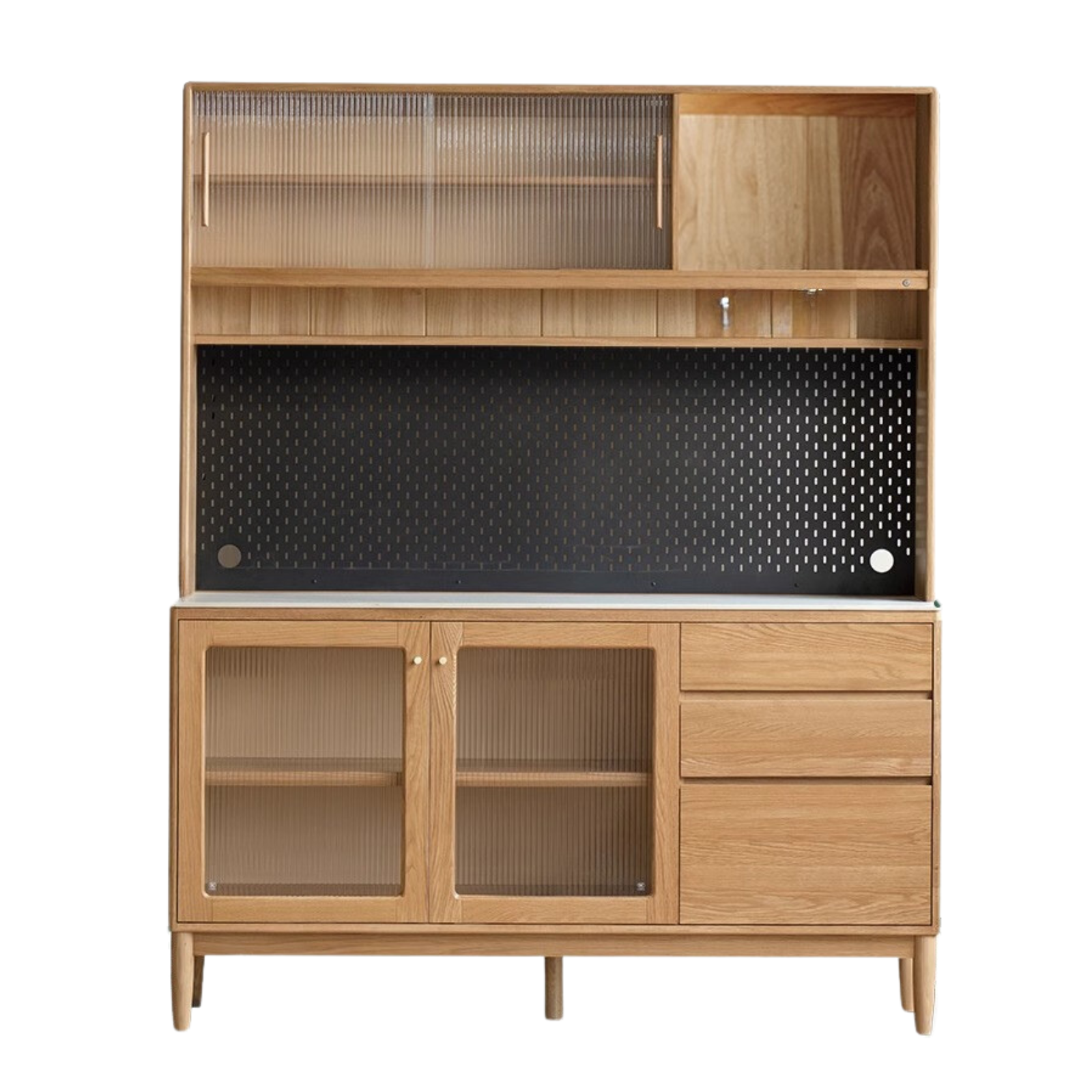 Oak solid wood rock plate capacity high storage cabinet,