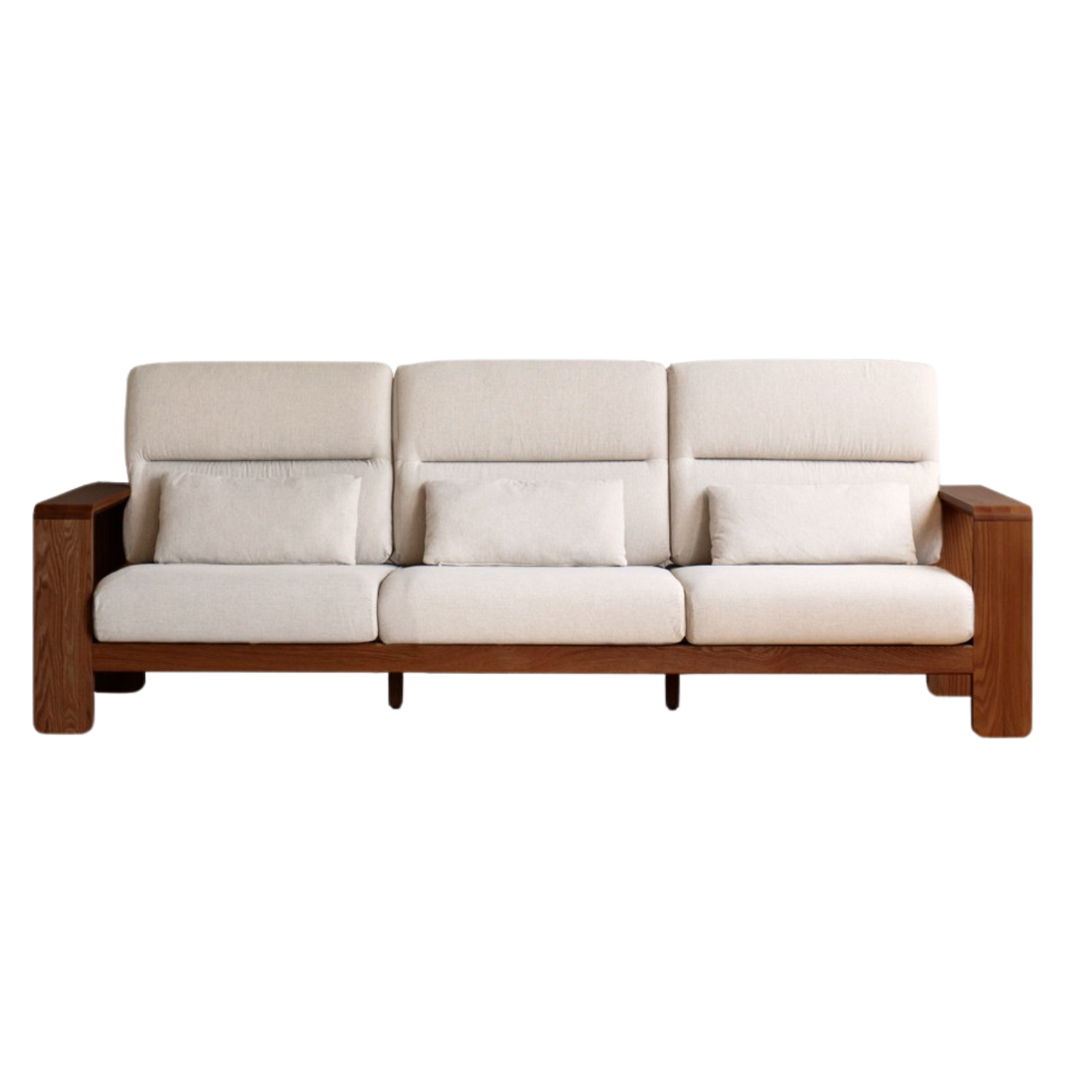 Oak Solid Wood Modern Log Style Corner Fabric Sofa