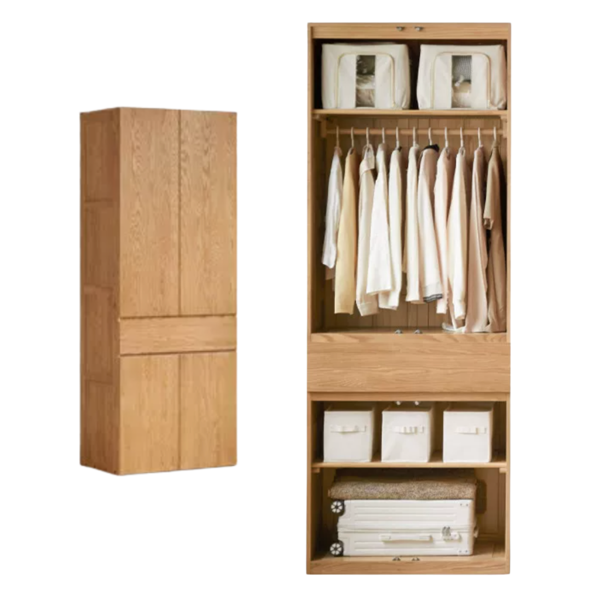 Oak, Ash Solid Wood Sectional Wardrobe
