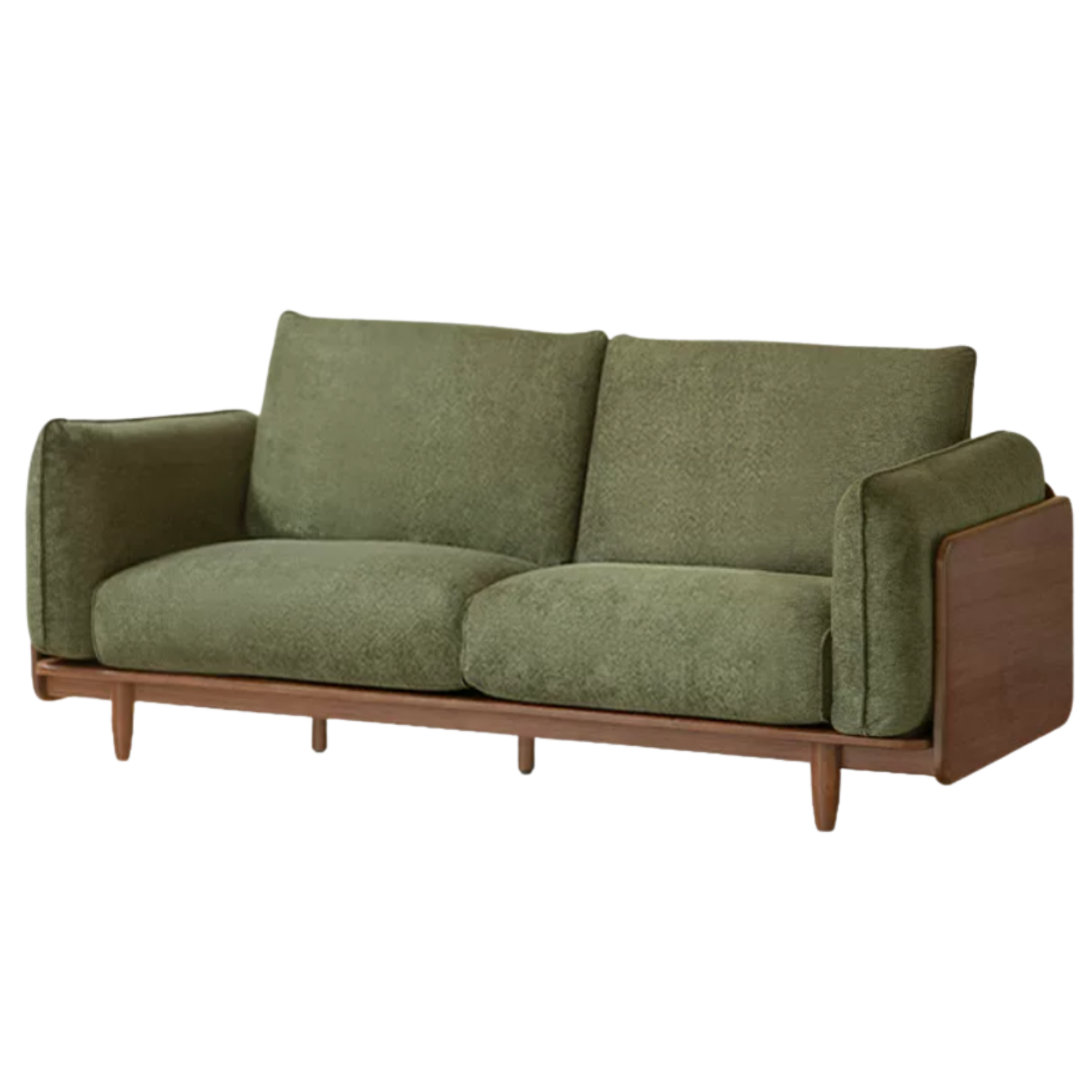 Black Walnut Solid Wood, Oak, Solid Sandalwood Genuine leather, fabric Sofa with Wood Base