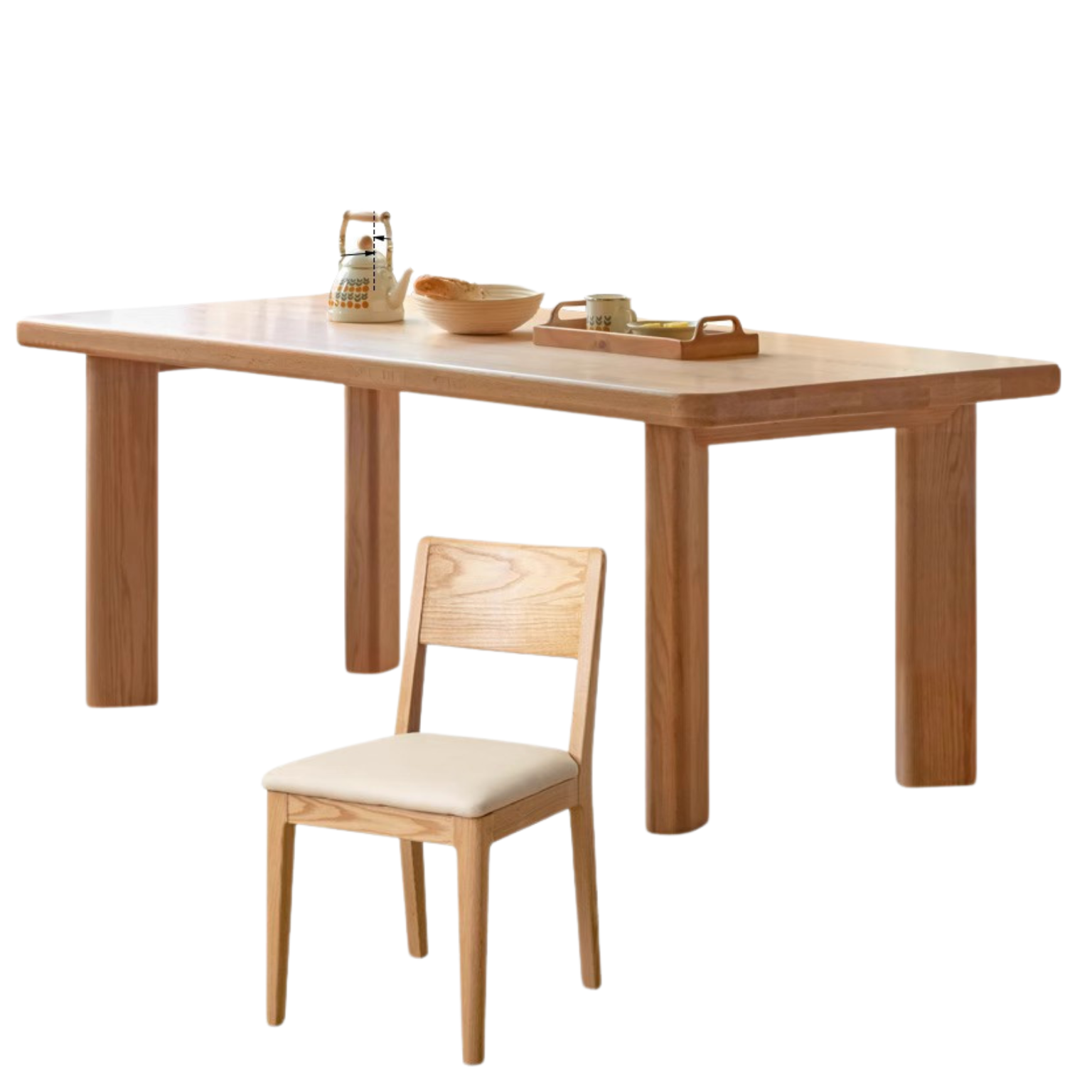 Oak solid wood large dining table table log style,