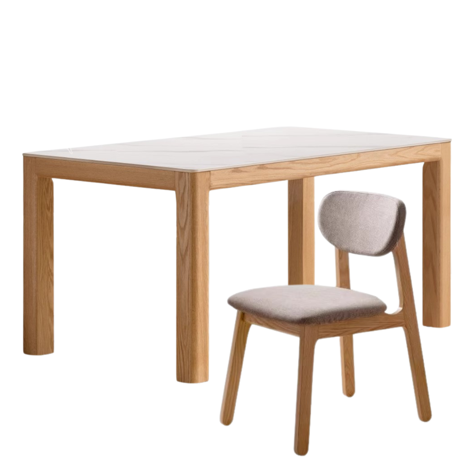 Oak Solid wood simple shape rock plate dining table,