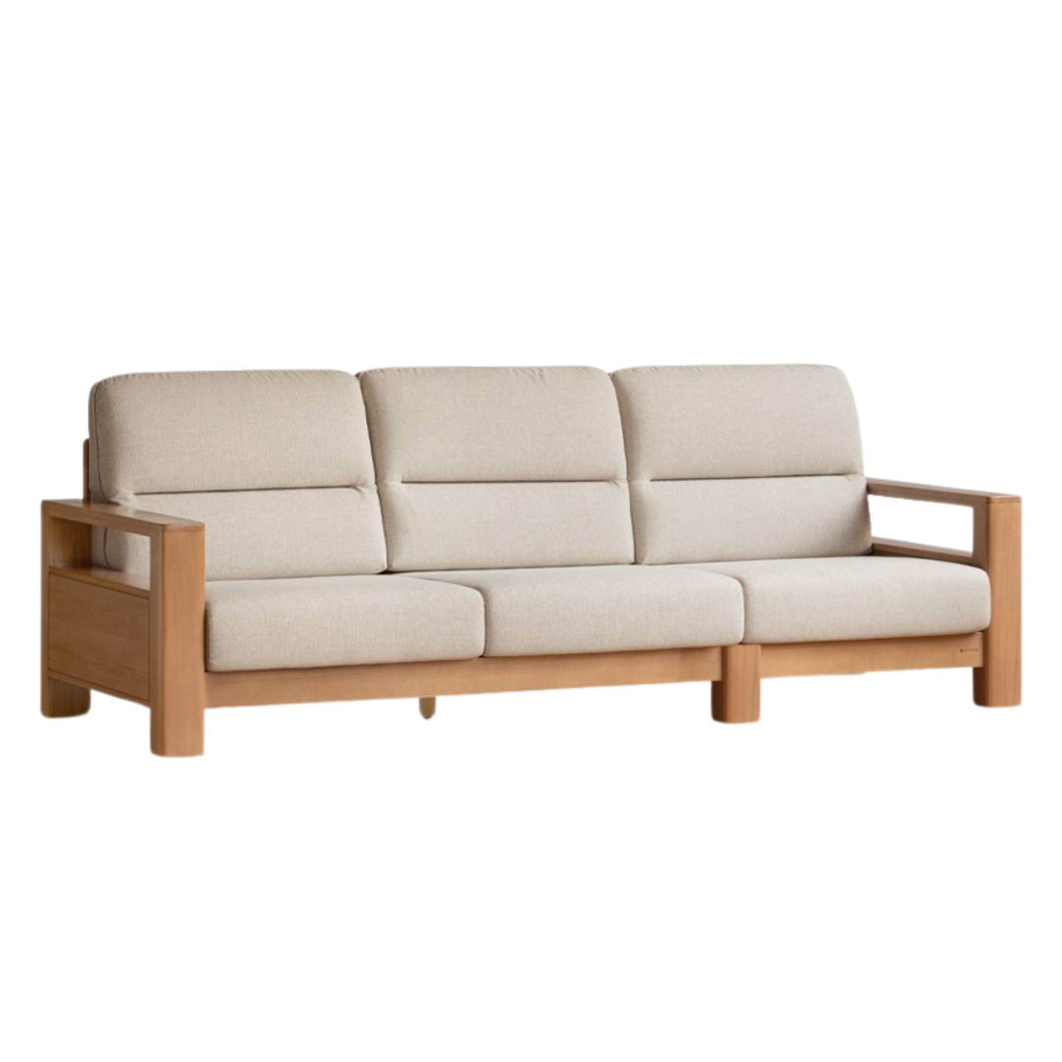 Poplar solid wood sofa modern simple high back fabric sofa