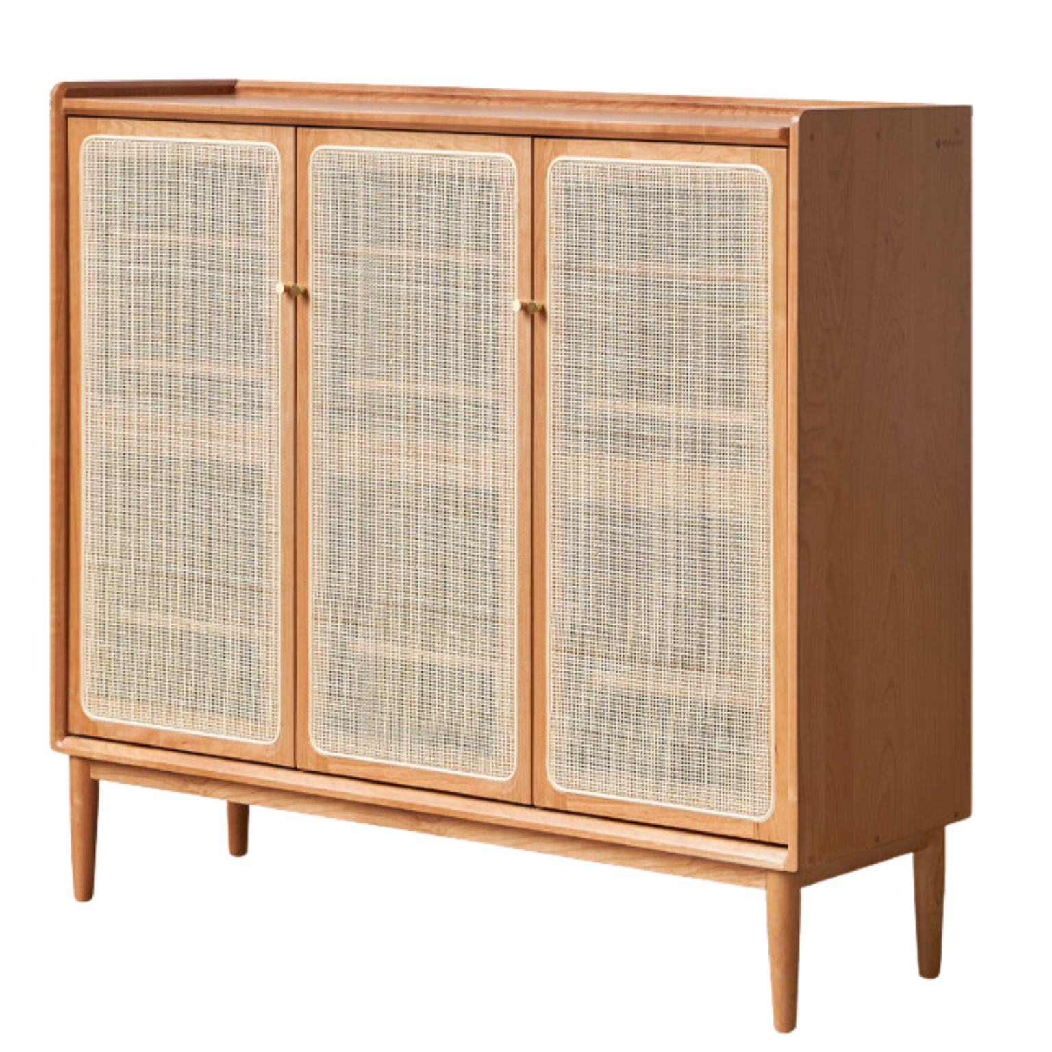 Cherry solid wood rattan door storage shoe cabinet