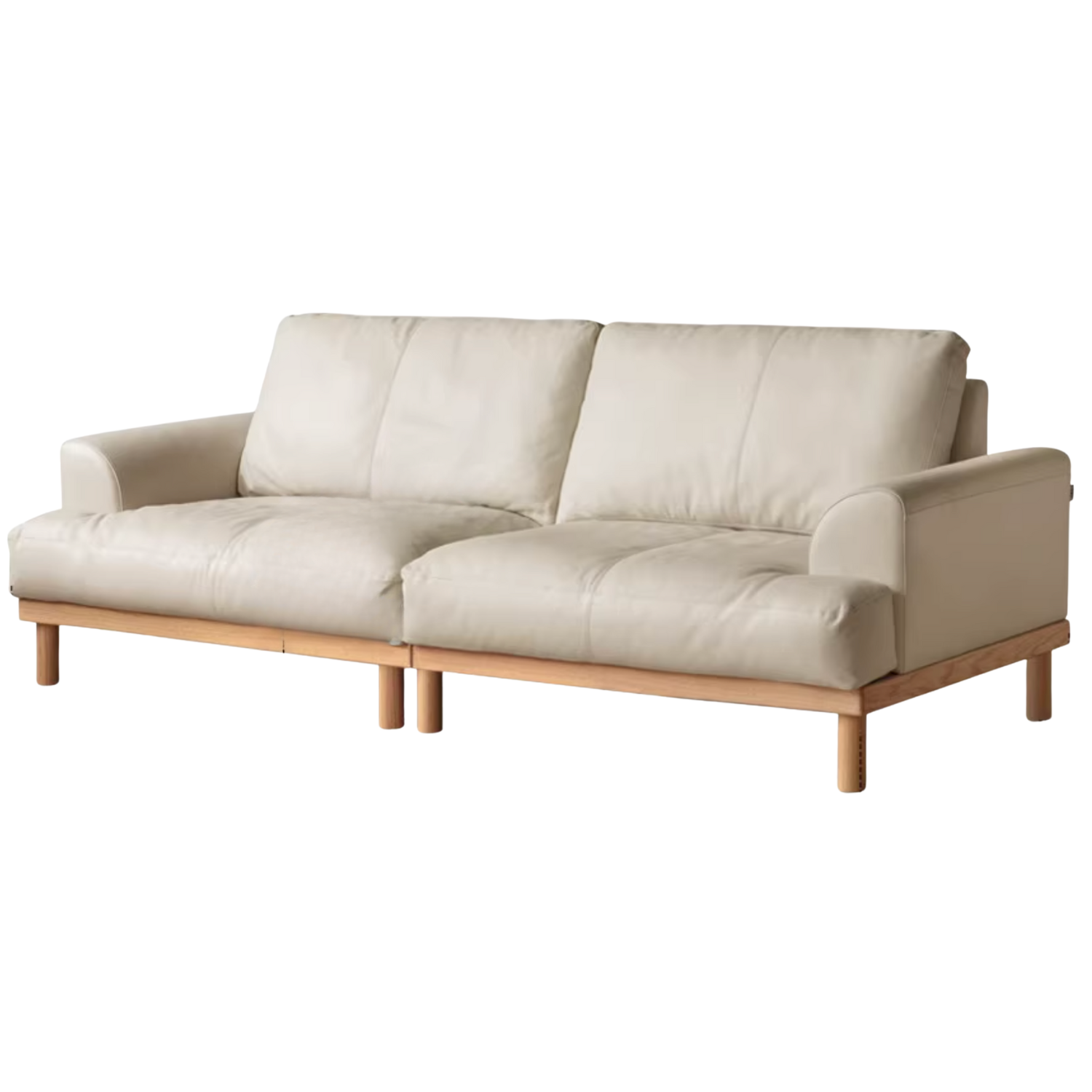Oak Solid Wood Genuine Leather Sofa