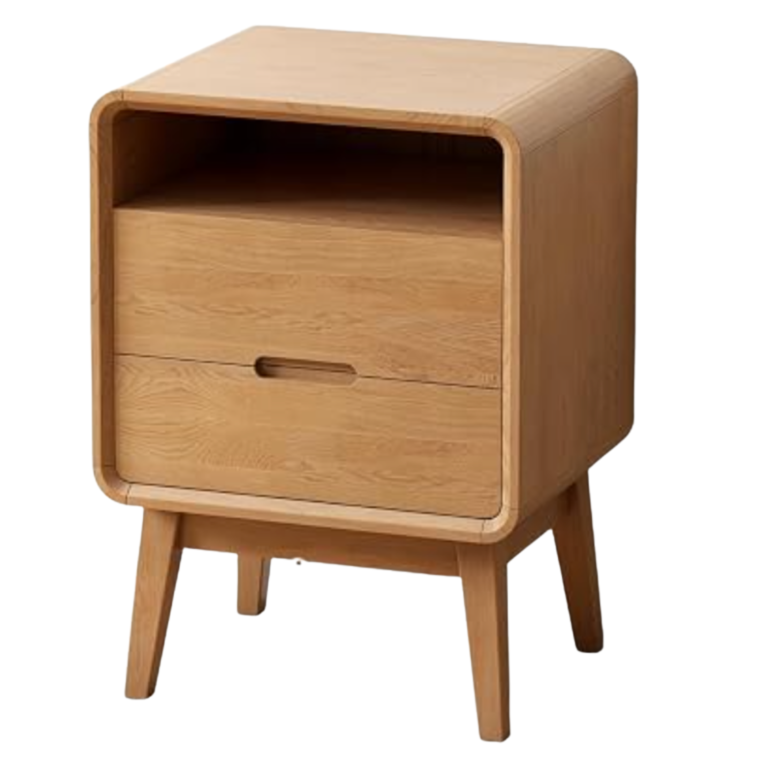 Black Walnut, Oak Modern Storage Small Nightstand