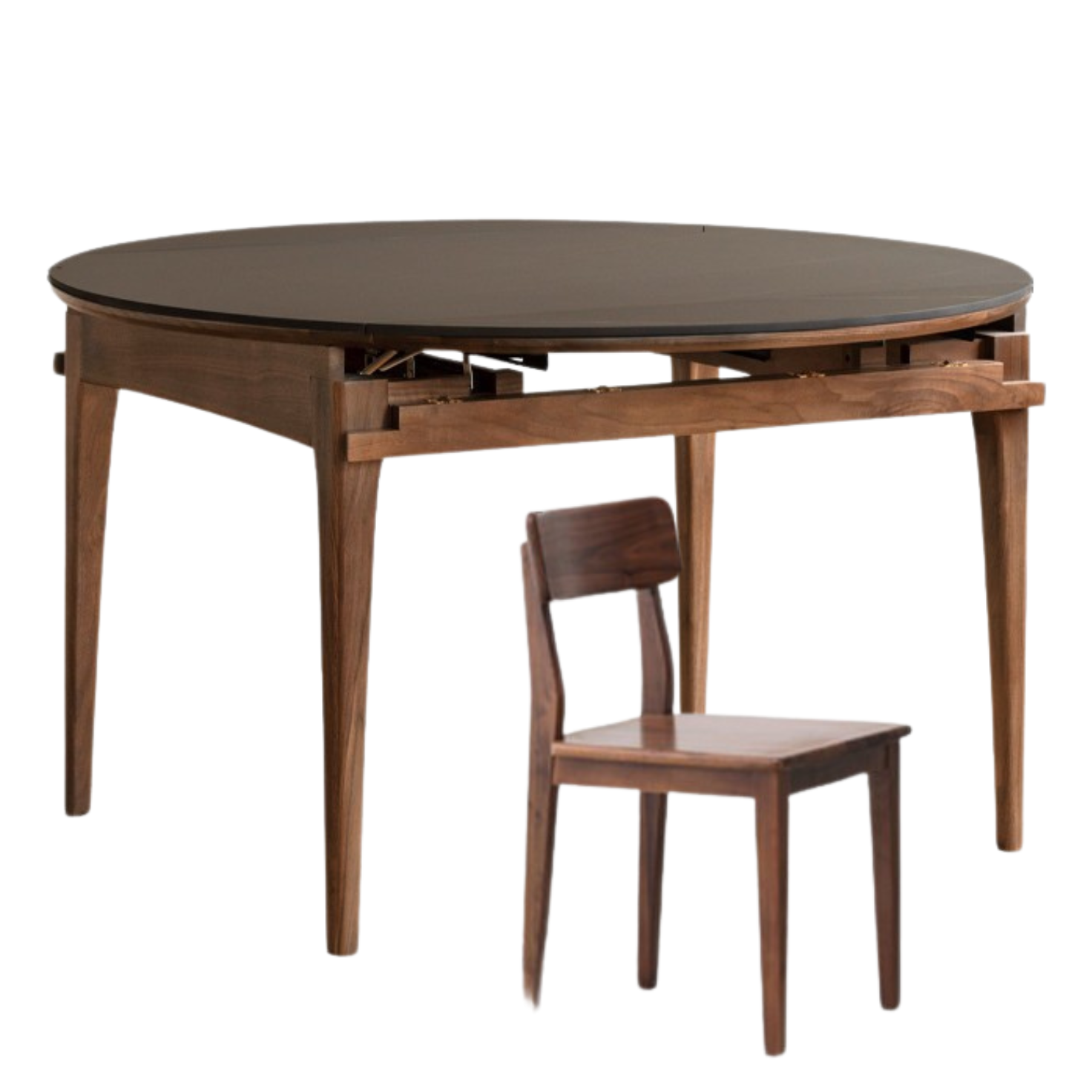 Black Walnut, Oak Solid Wood Modern Folding Dining Table