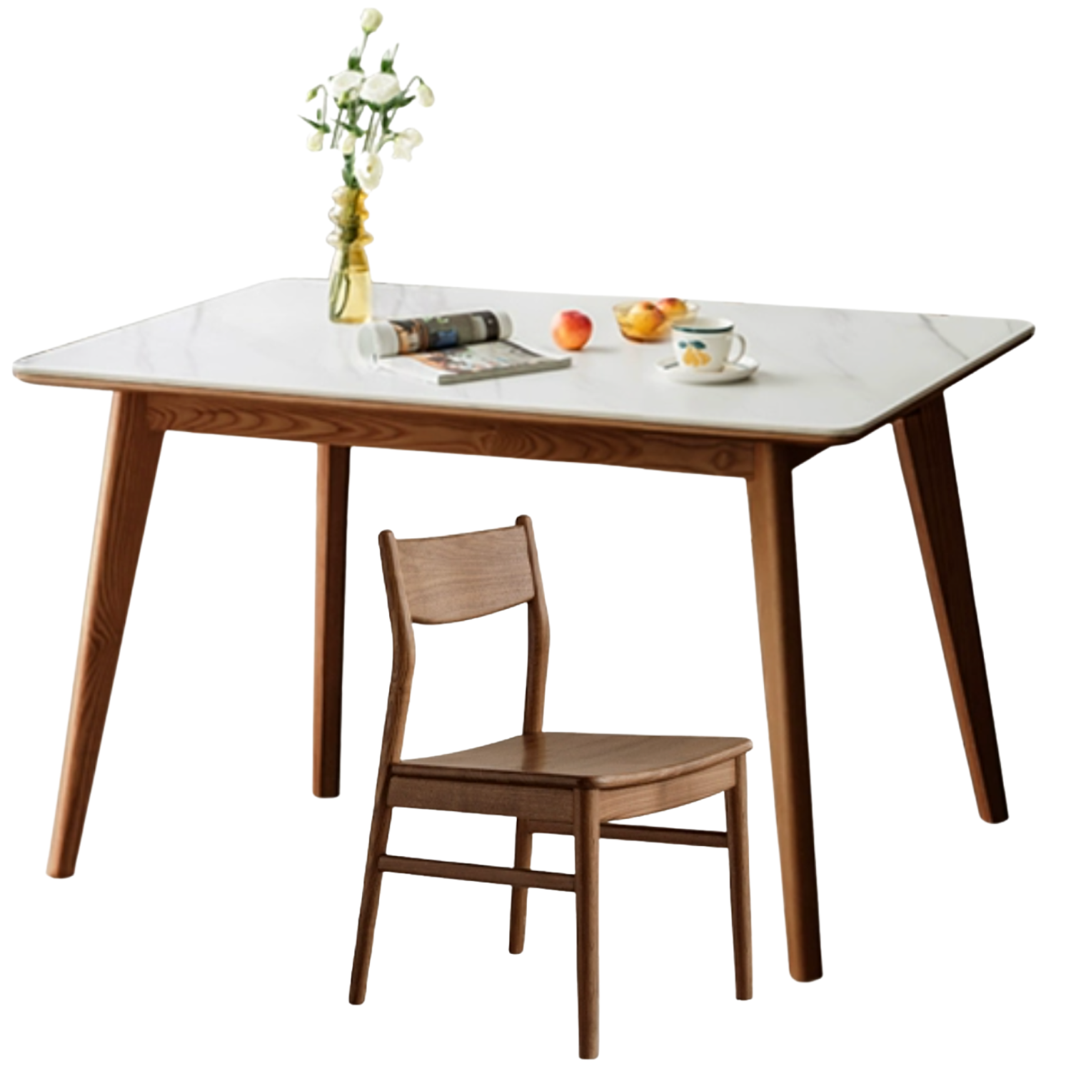 Ash, Black Walnut Solid Wood Slate Dining Table