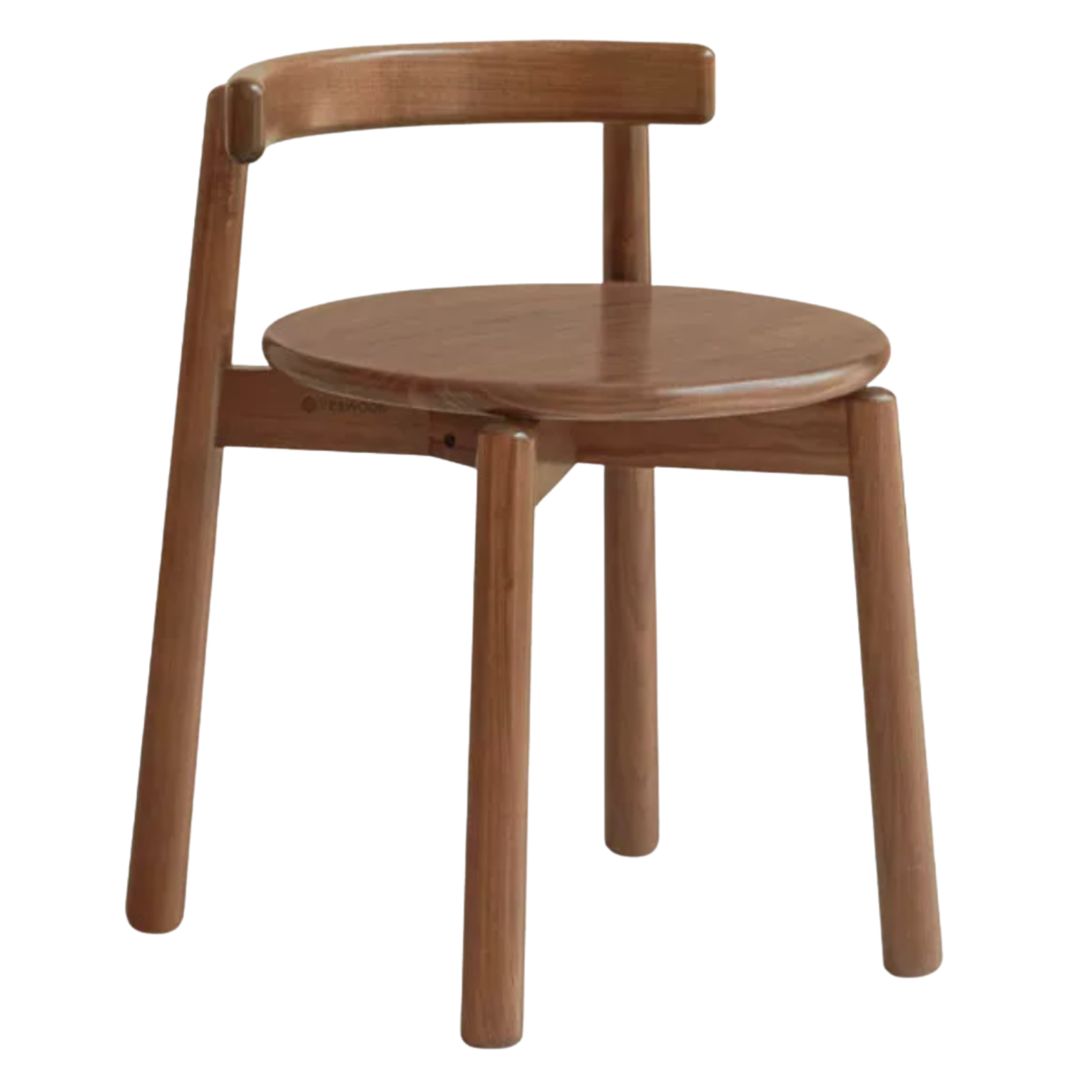 Black Walnut, Oak Solid Wood Low Back Makeup Stool with Round Seat