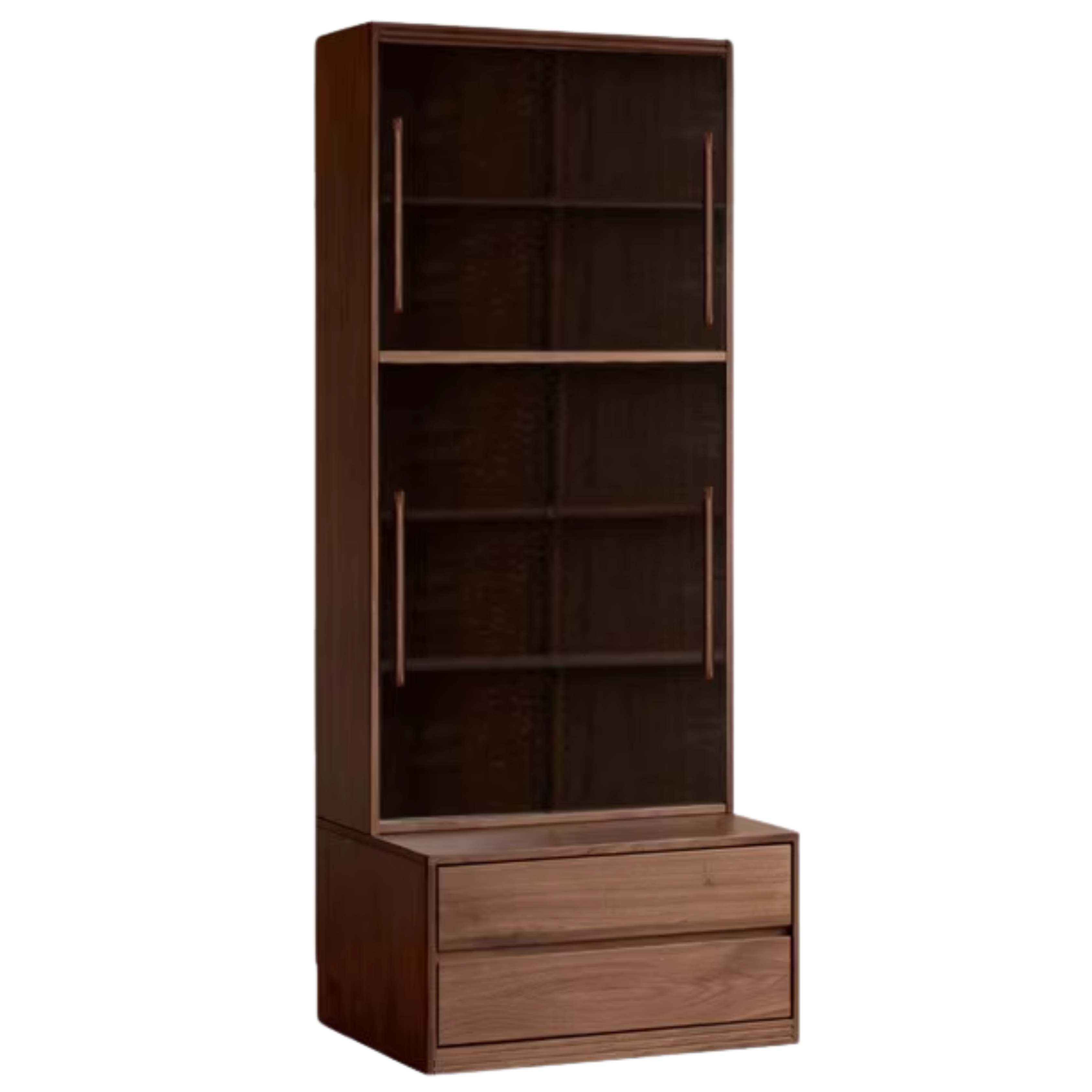 Black Walnut, Oak, Sandalwood, Ash Solid Wood Light Luxury Combined Bookshelf With Seat