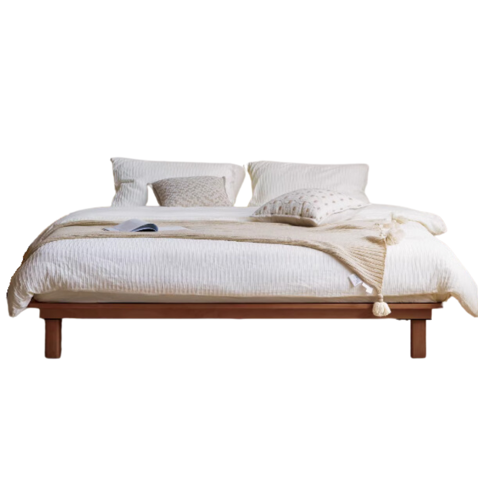 Beech Solid Wood platform bed, headboard-free bed