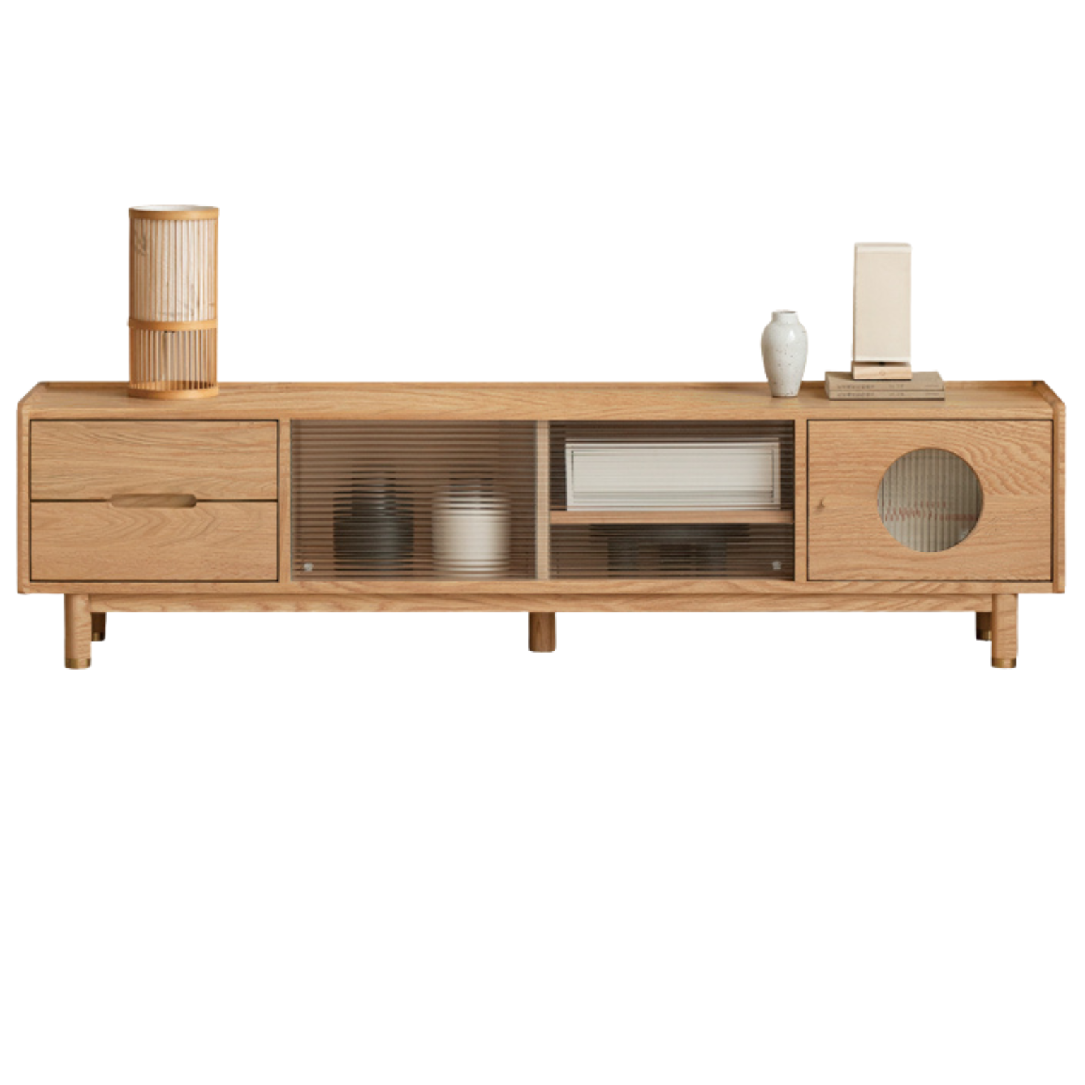 Ash, Oak solid wood Sliding door TV stand: