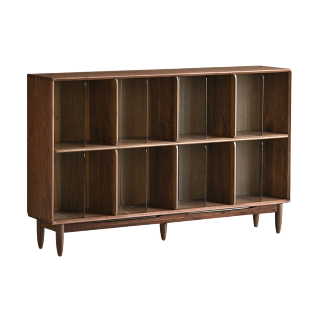 Black Walnut, Oak Solid Wood Bookcase Modern Storage Cabinet