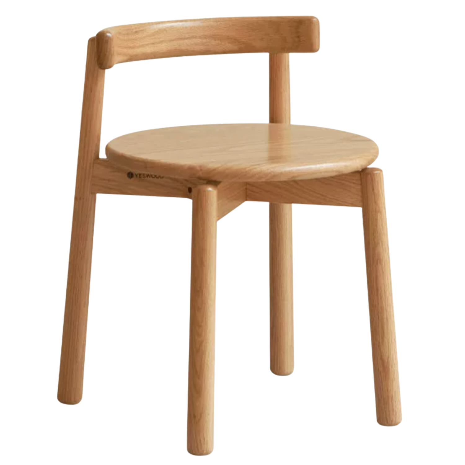 Black Walnut, Oak Solid Wood Low Back Makeup Stool with Round Seat