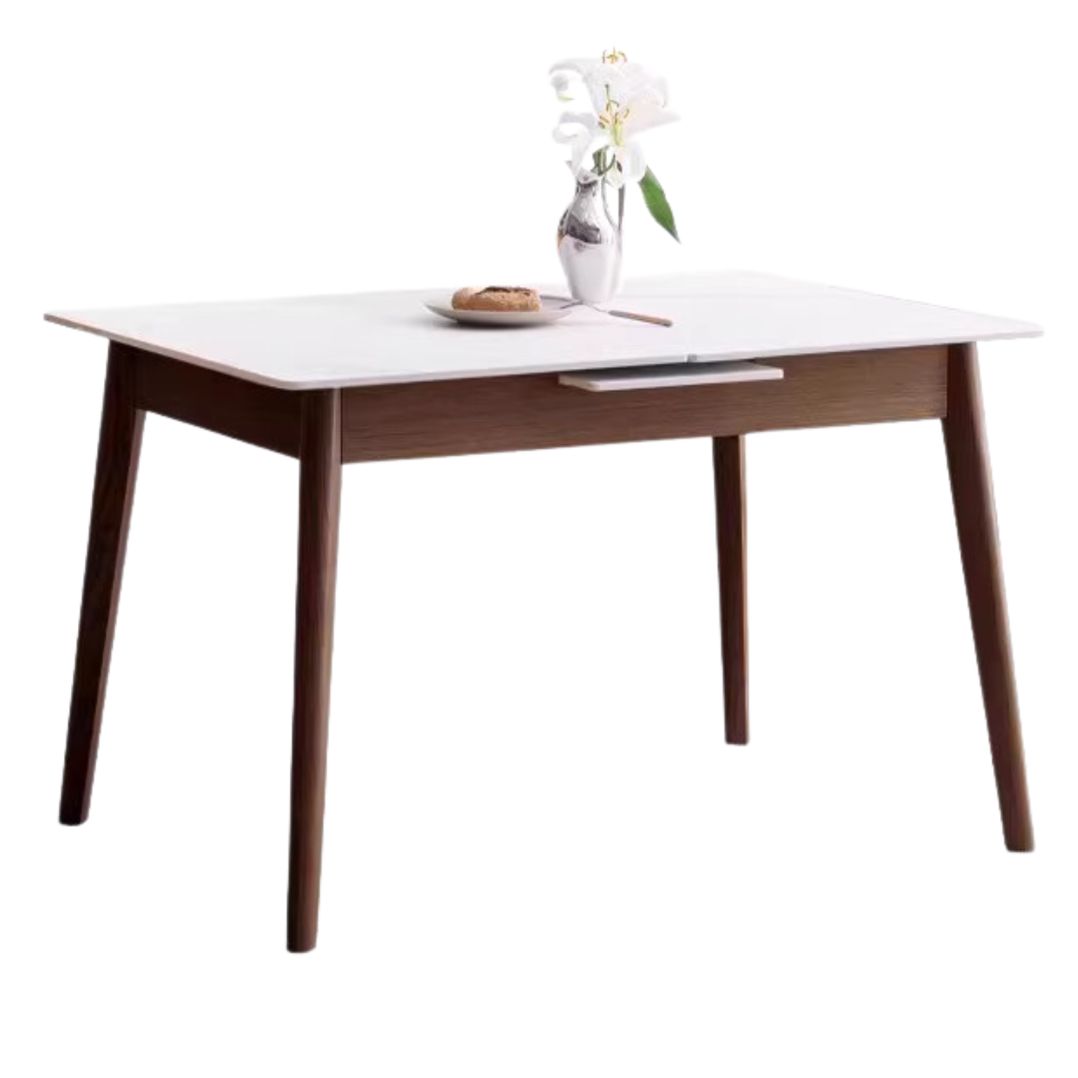 Oak Solid Wood Rock Slab Retractable Dining Table