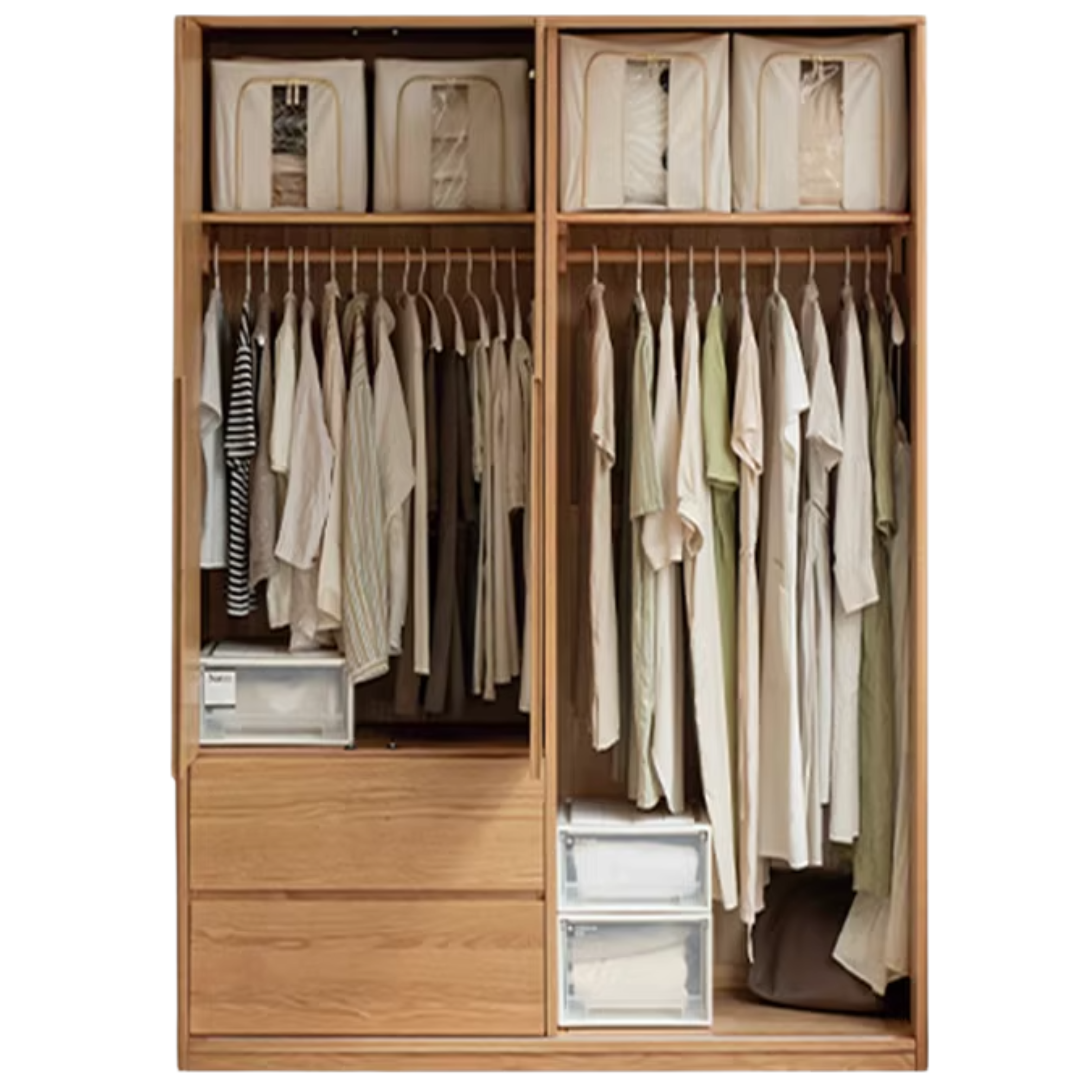 Oak Solid Wood Modern Storage Wardrobe.