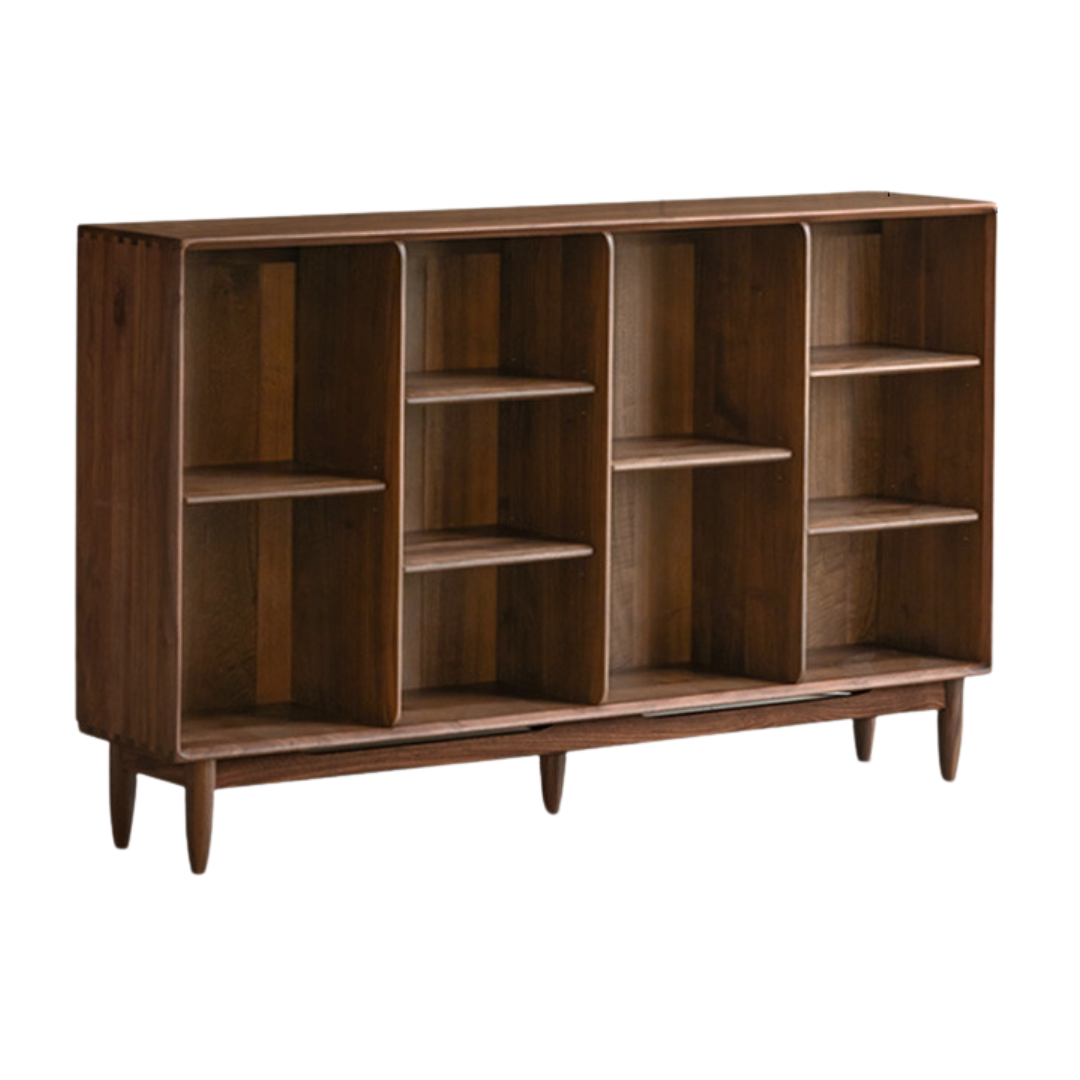 Black Walnut, Oak Solid Wood Bookcase Modern Storage Cabinet