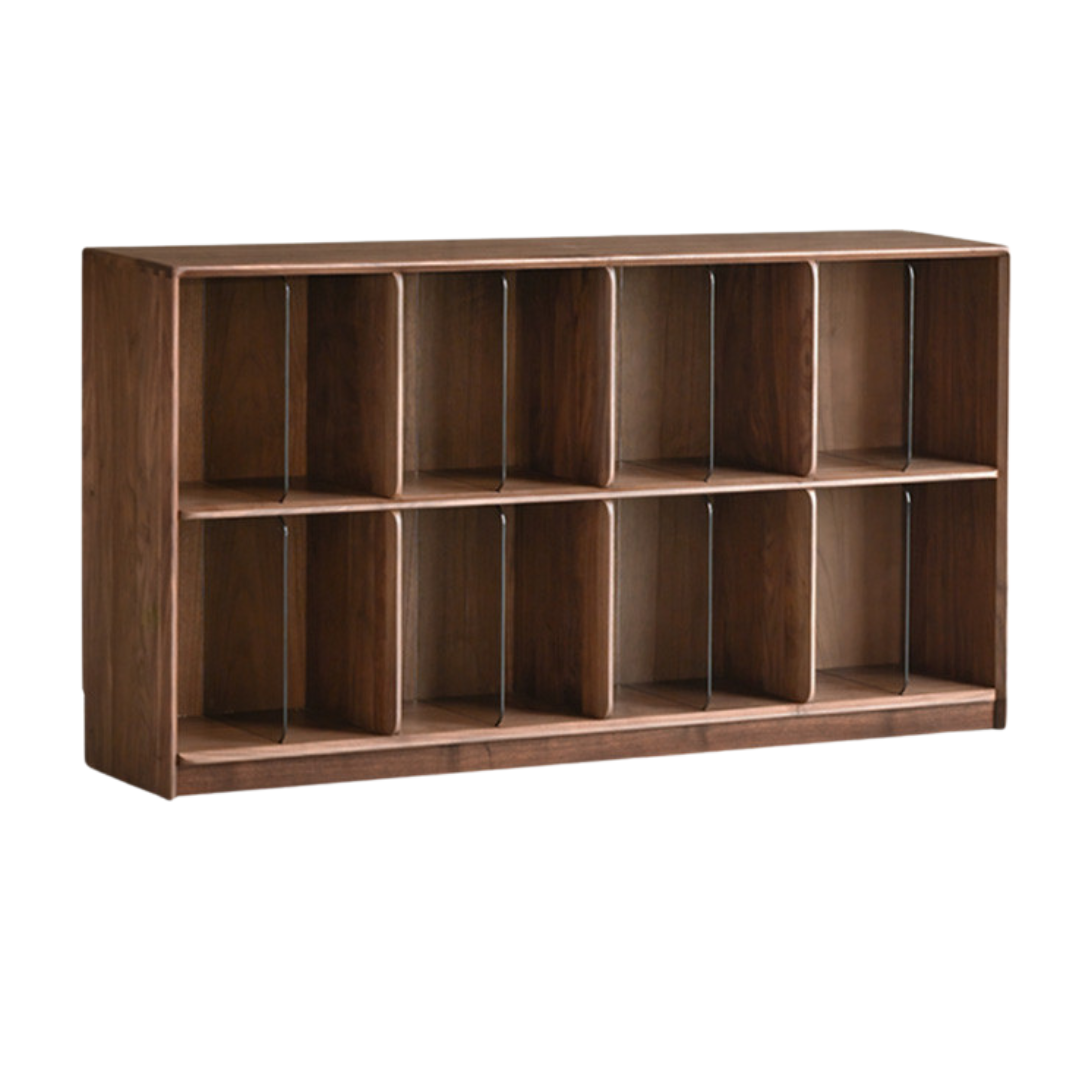 Black Walnut, Oak Solid Wood Bookcase Modern Storage Cabinet