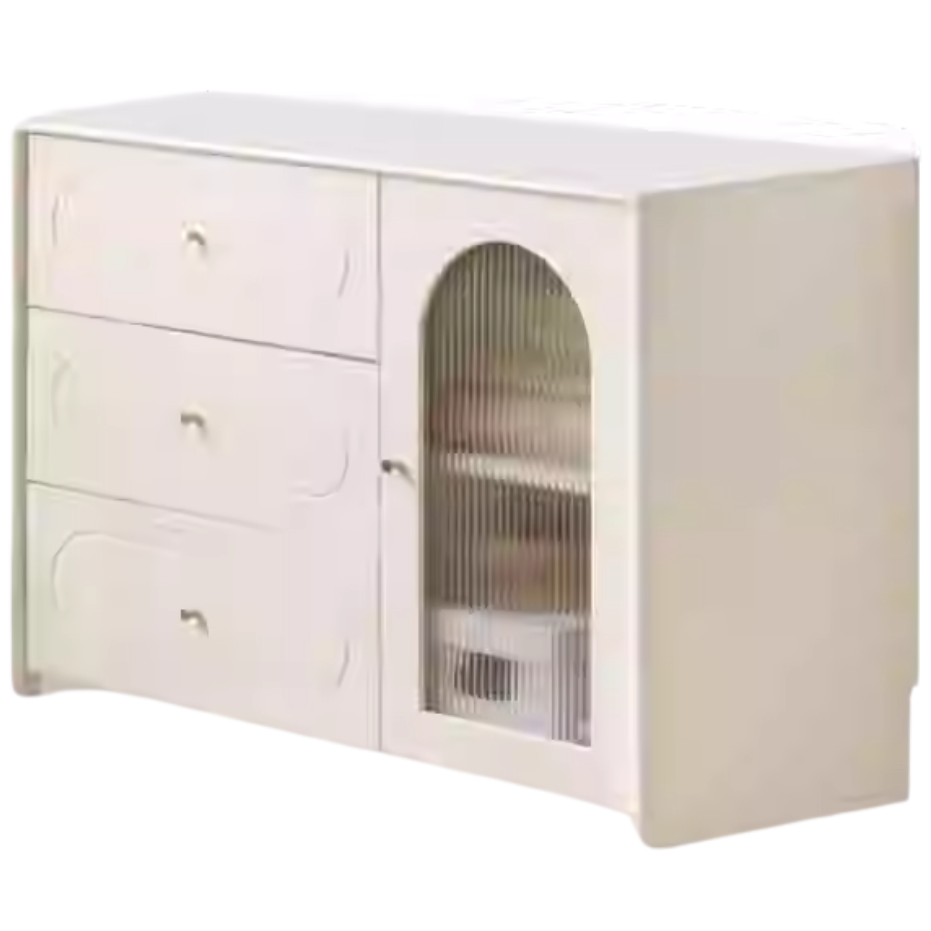 Tulip, Rubber Solid Wood French Cream Style Retractable Dressing Table