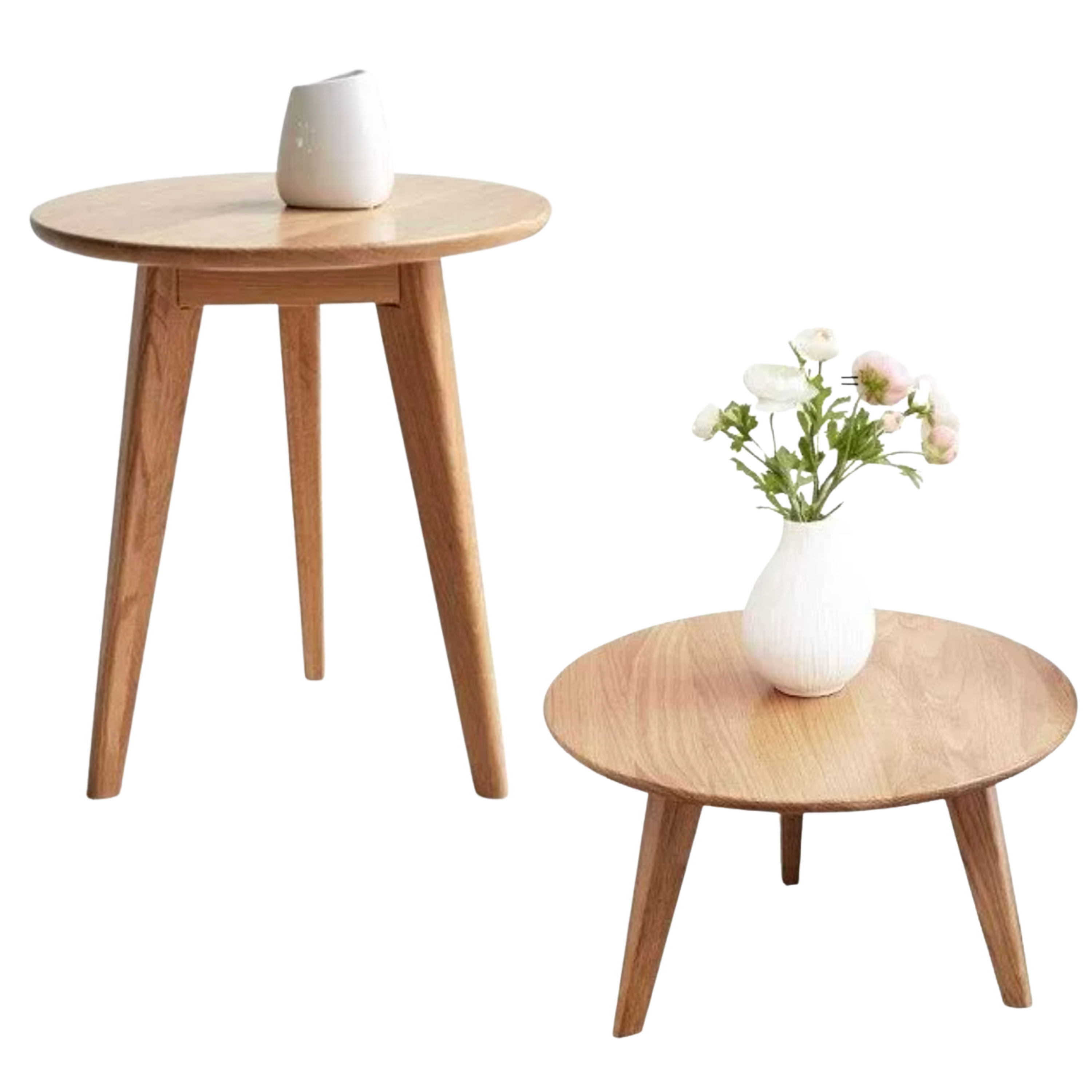 Oak, Solid Rubberwood Nordic Style Side Table
