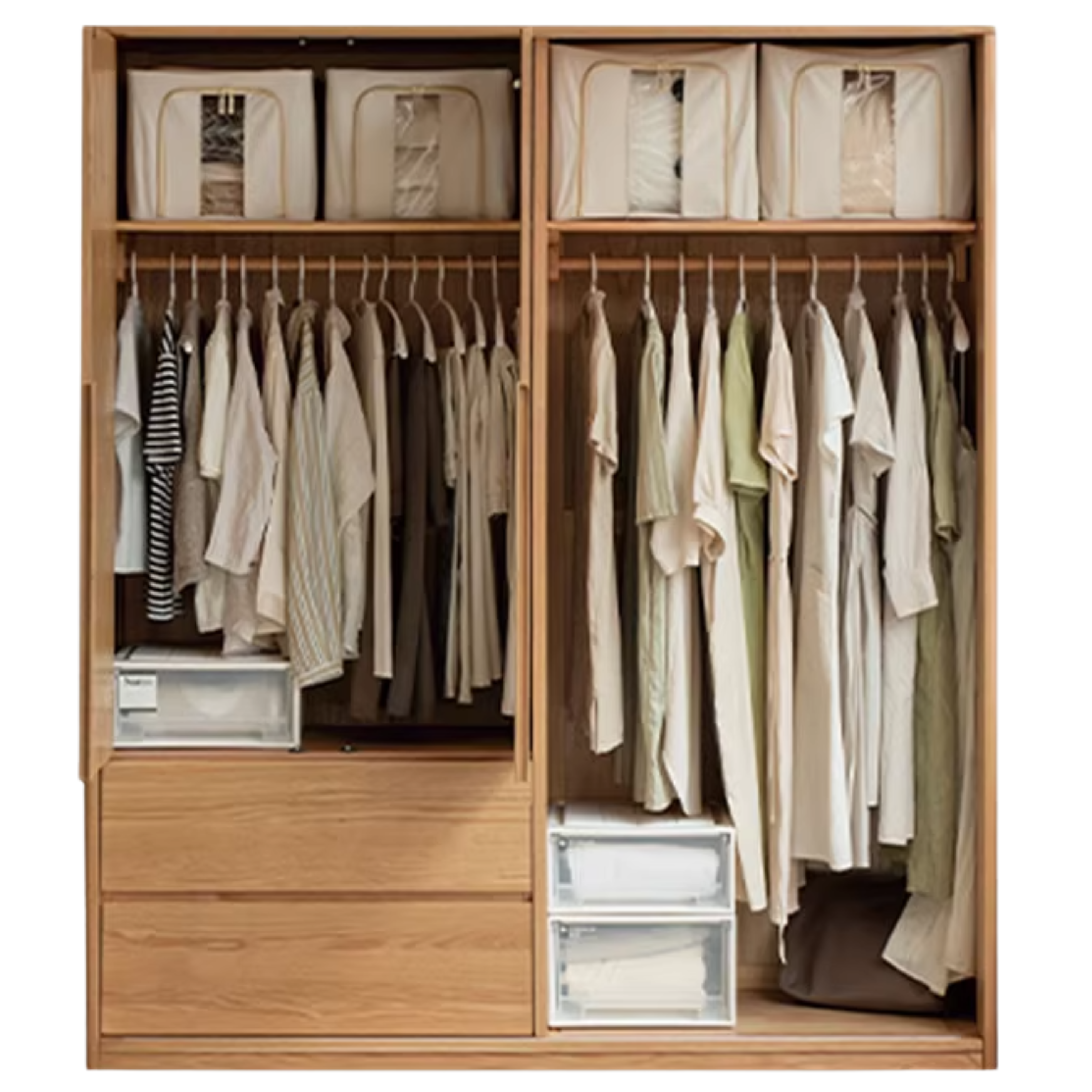 Oak Solid Wood Modern Storage Wardrobe.