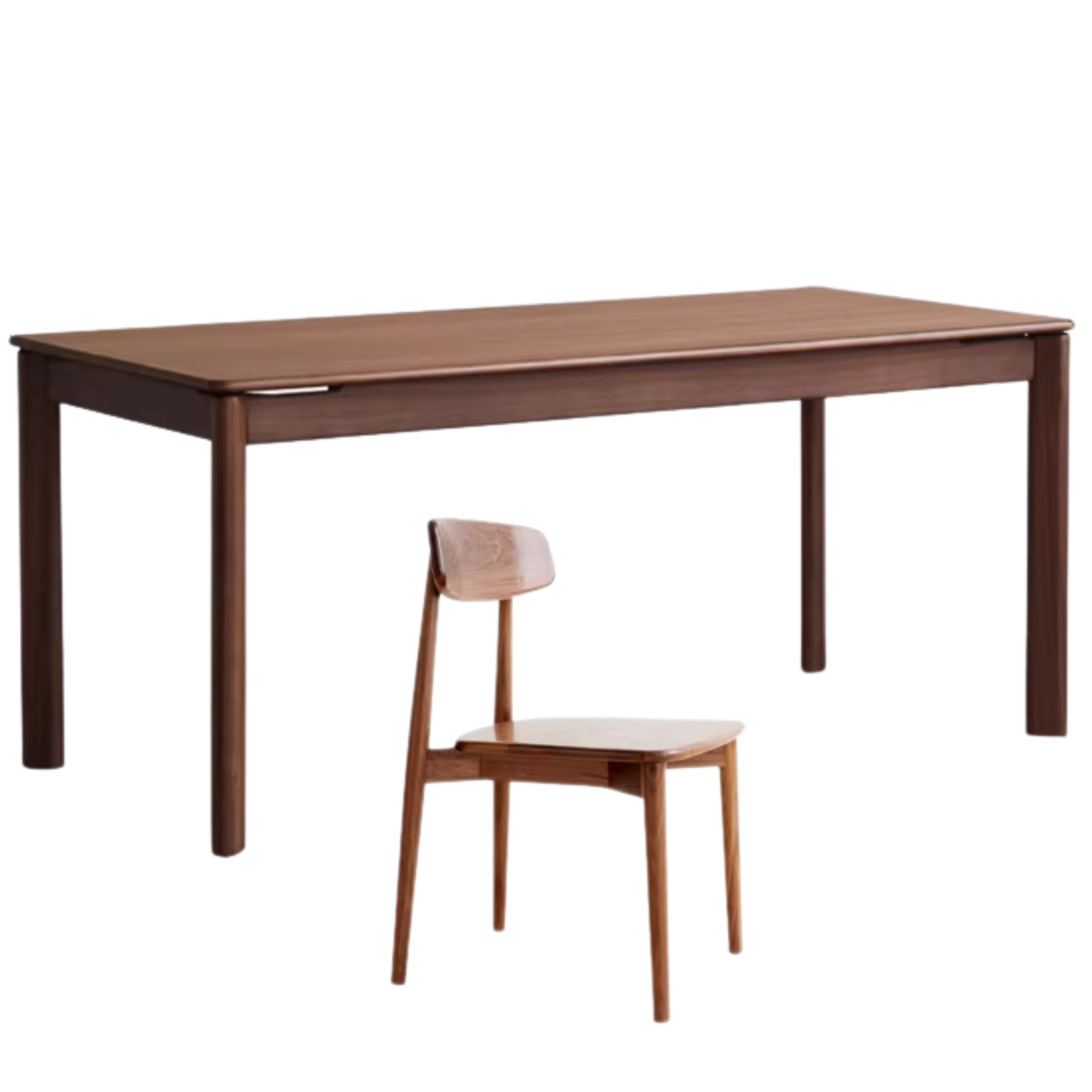 Black Walnut Wood, Sandalwood, Ash Solid Wood Modern Rectangular Table