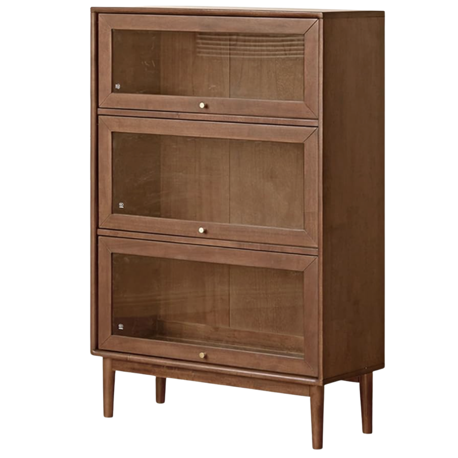 Oak Solid Wood, Rubberwood Glass Flip Door Bookcase