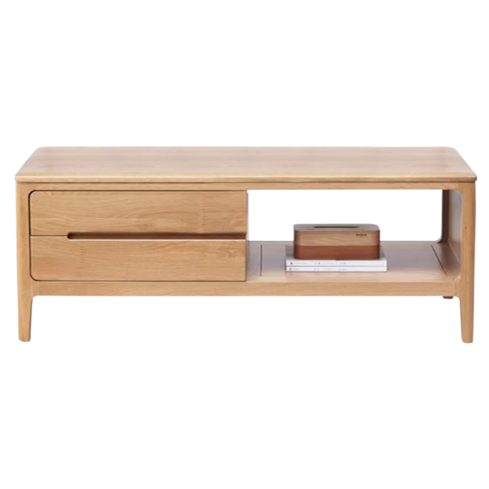 Oak, Solid Rubberwood Coffee Table Three Drawers