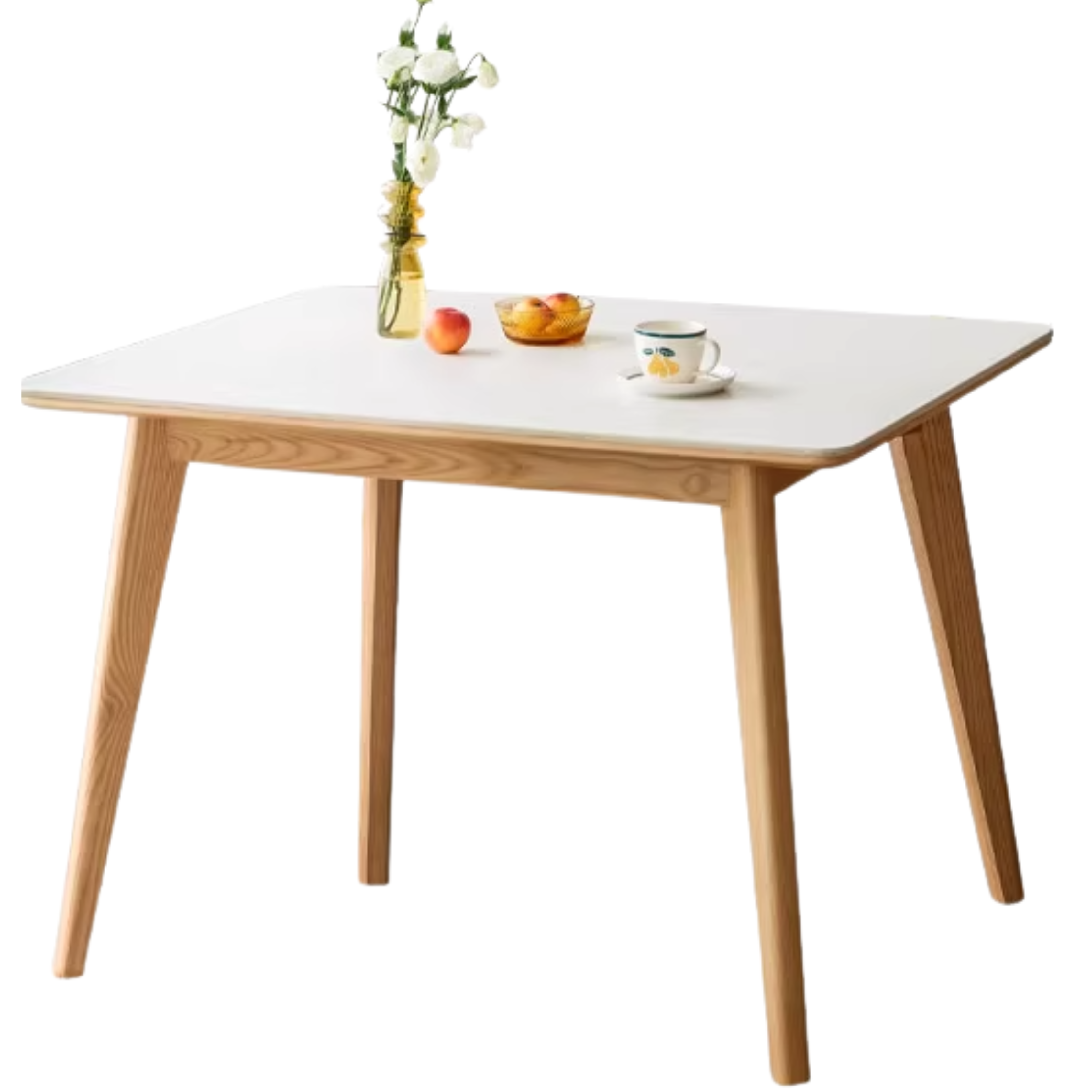 Ash Solid Wood Nordic Dining Table With Rock Slab Surface