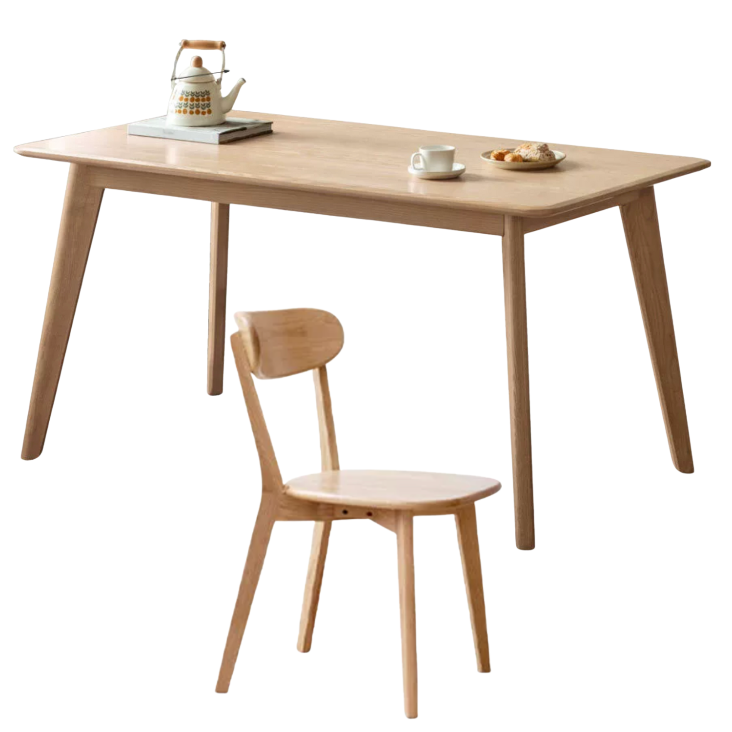Oak, Rubberwood, Ash Solid Wood Nordic Dining Table