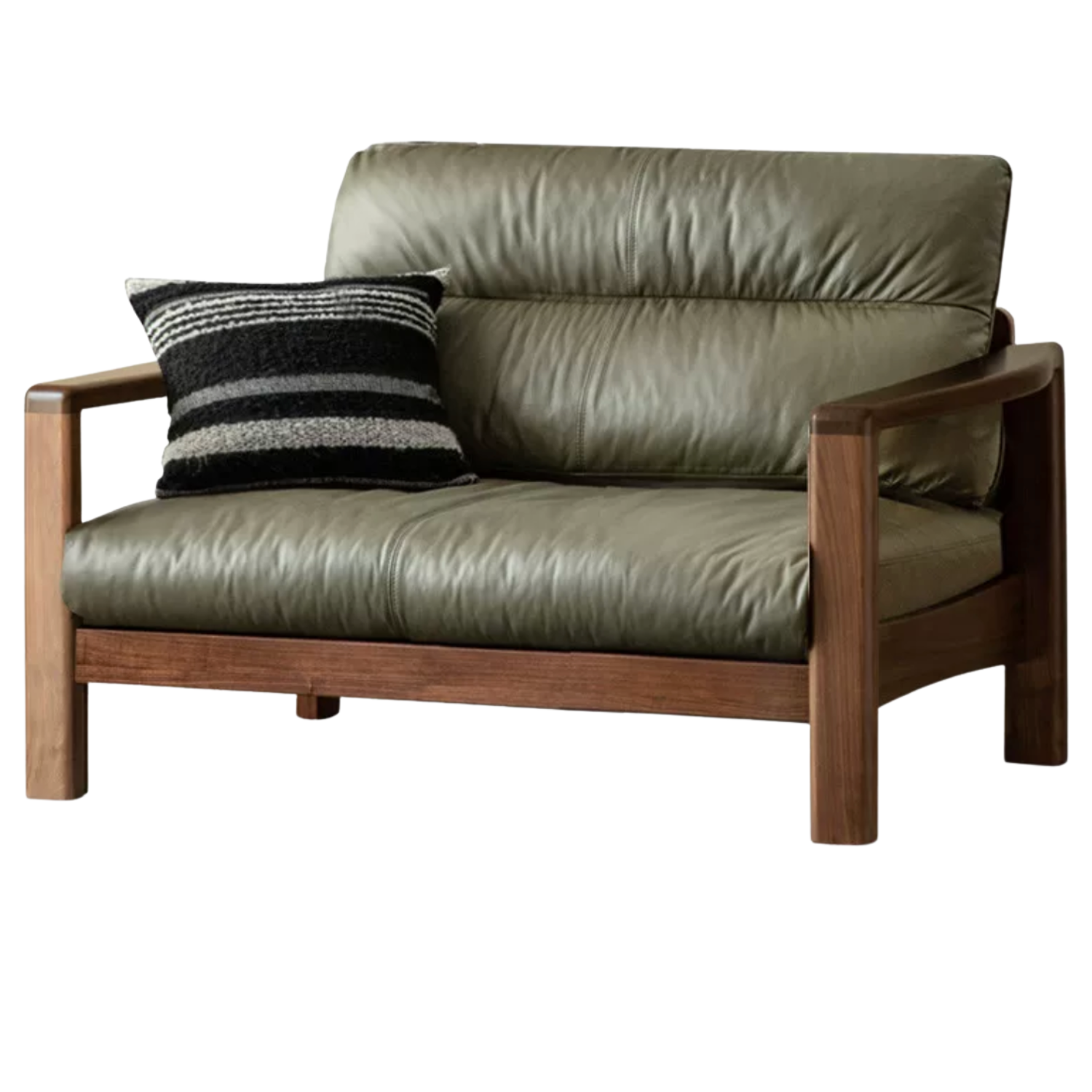 Black Walnut Solid Wood Genuine Leather Luxury Sofa-