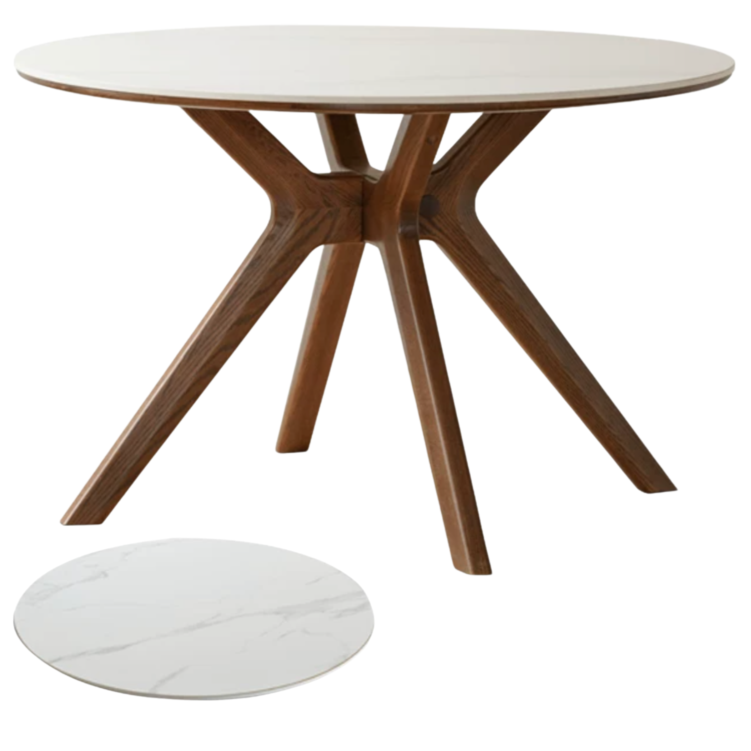 Oak Solid Wood Round Dining Table with Modern Minimalist Design
