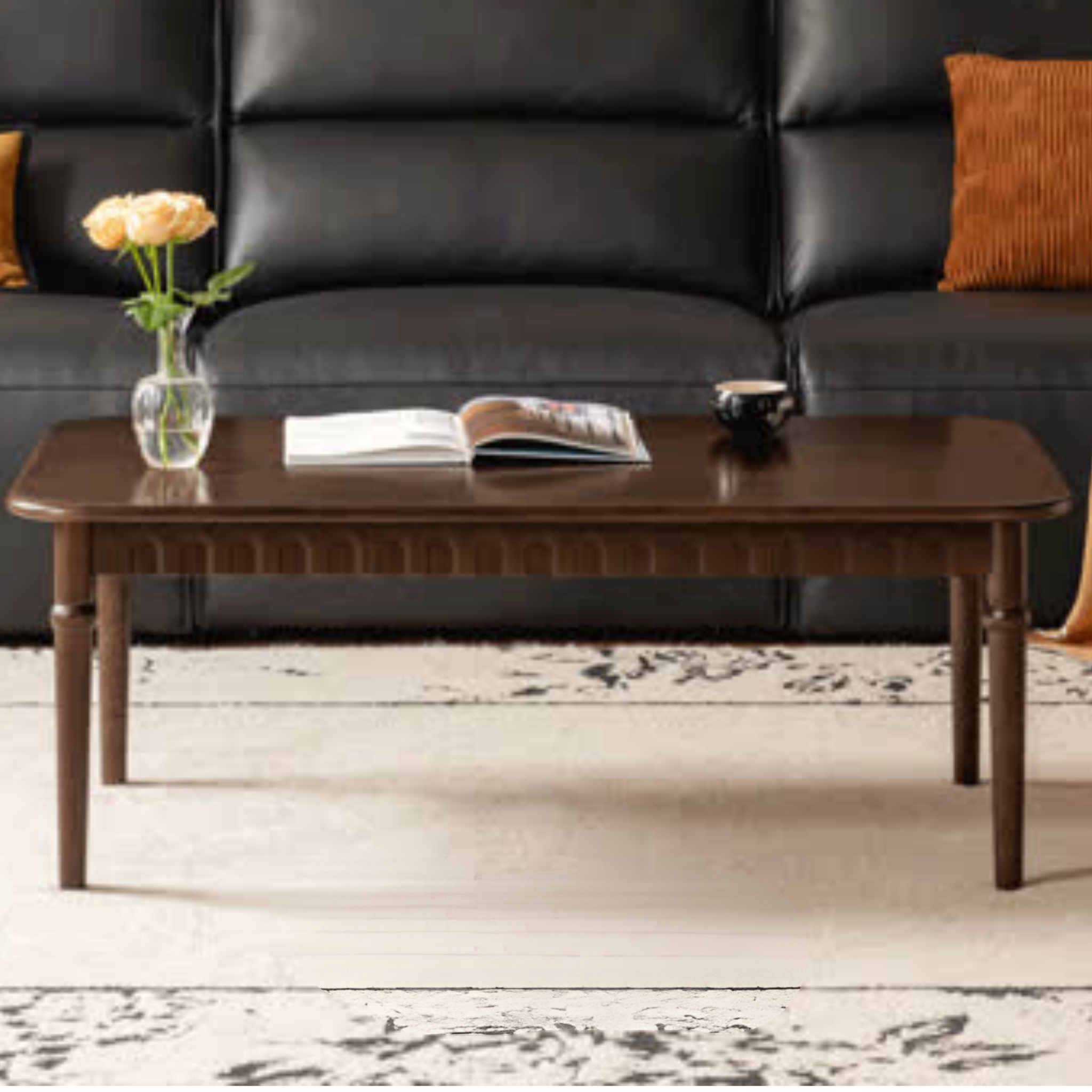 Solid Wood Tea Table Living Room French Retro Rectangular Tea Table ...