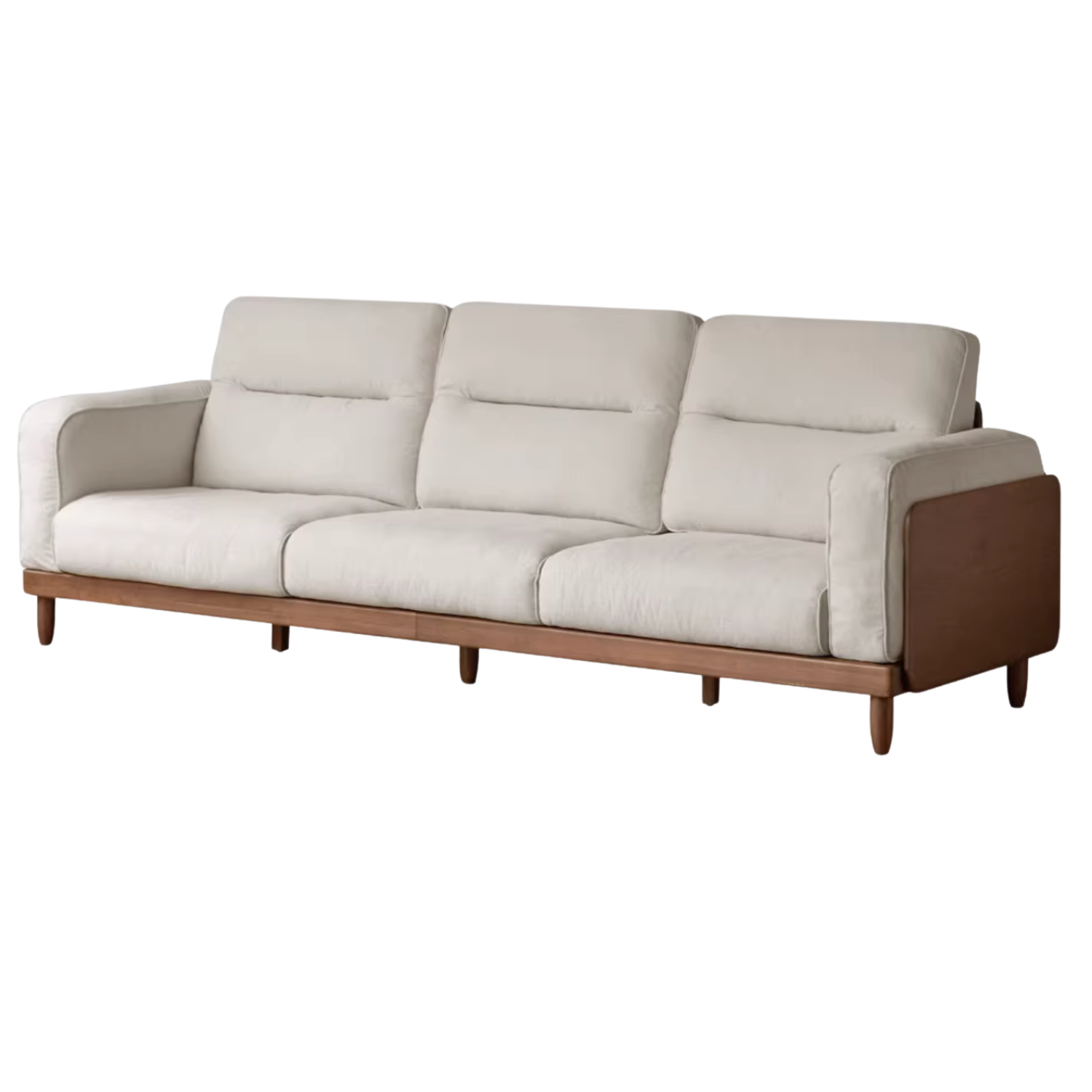 Sandalwood, Ash Solid Wood Genuine Leather, fabric High-Back Sofa