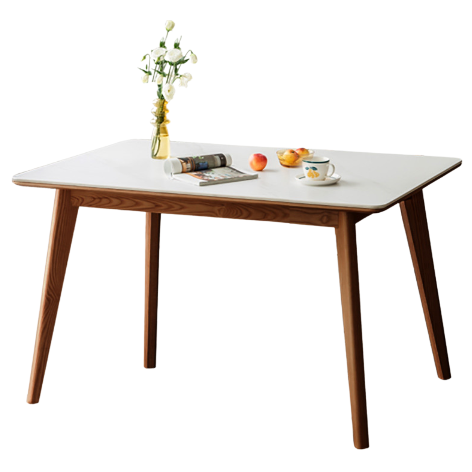 Ash Solid Wood Dining Table With Rock Slab Surface