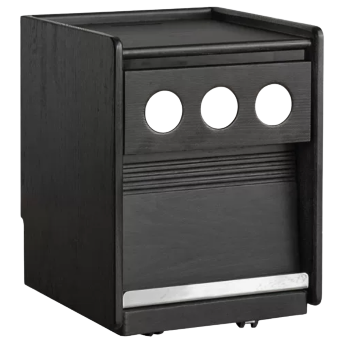 Black Walnut, Cherry, Ash, Sandalwood,Tulipwood Nightstand with Circle-Cutout Drawer Front and LED Lighting