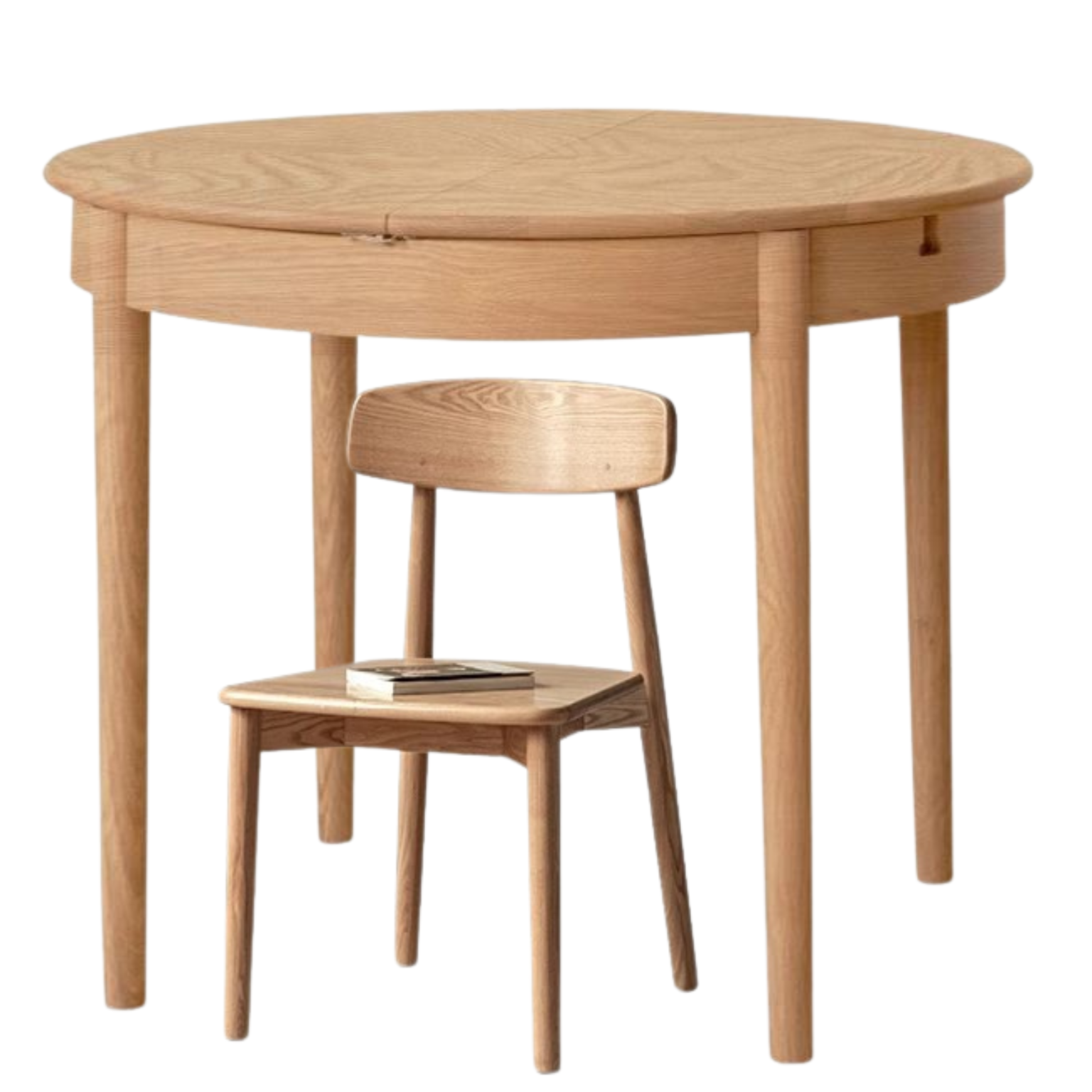 Oak, ash Solid Wood Retractable Round Dining Table