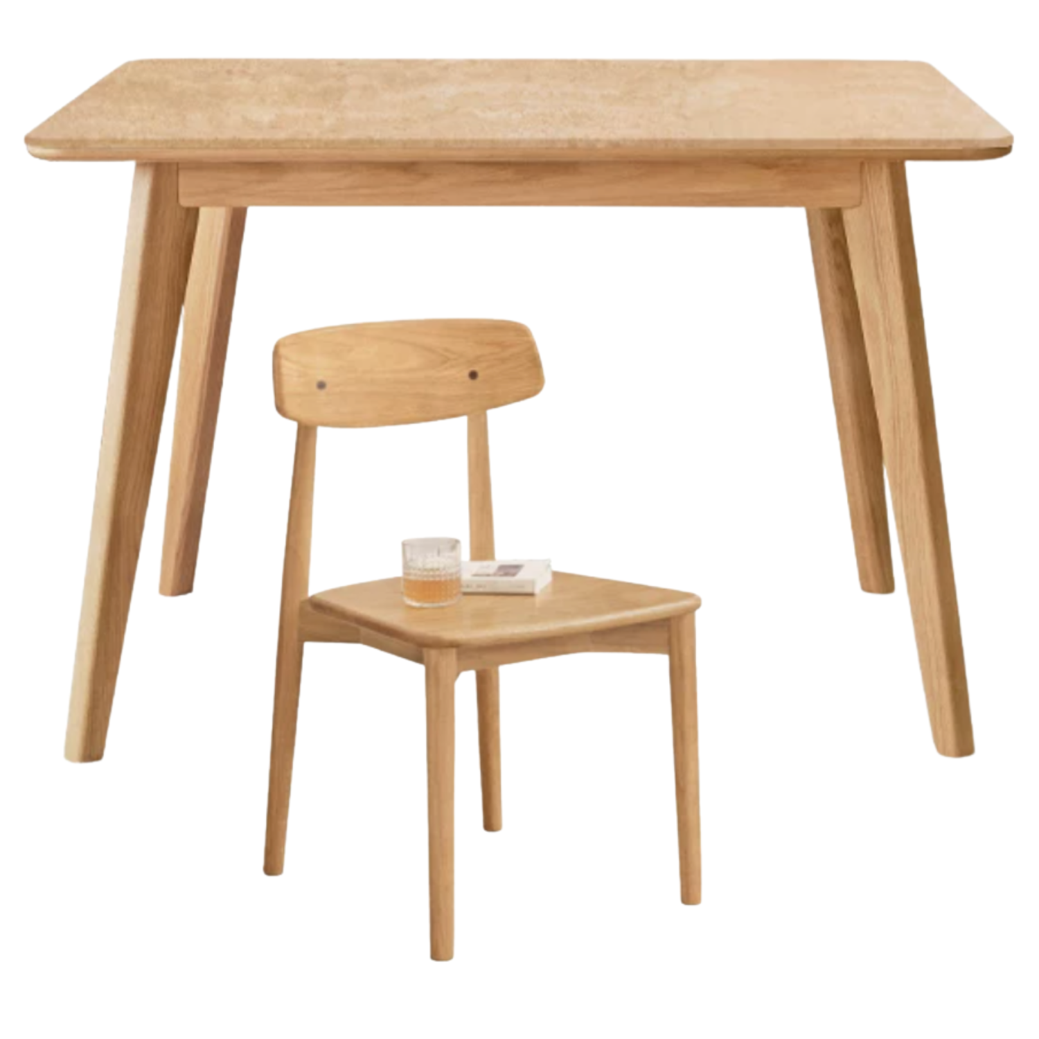 Ash, Oak Solid Wood Modern Rock Plate Dining Table