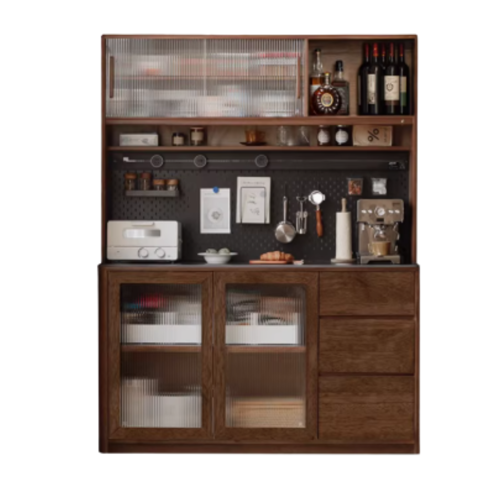 Sandalwood, Black Walnut, Ash Solid Wood Sideboard Hole Storage
