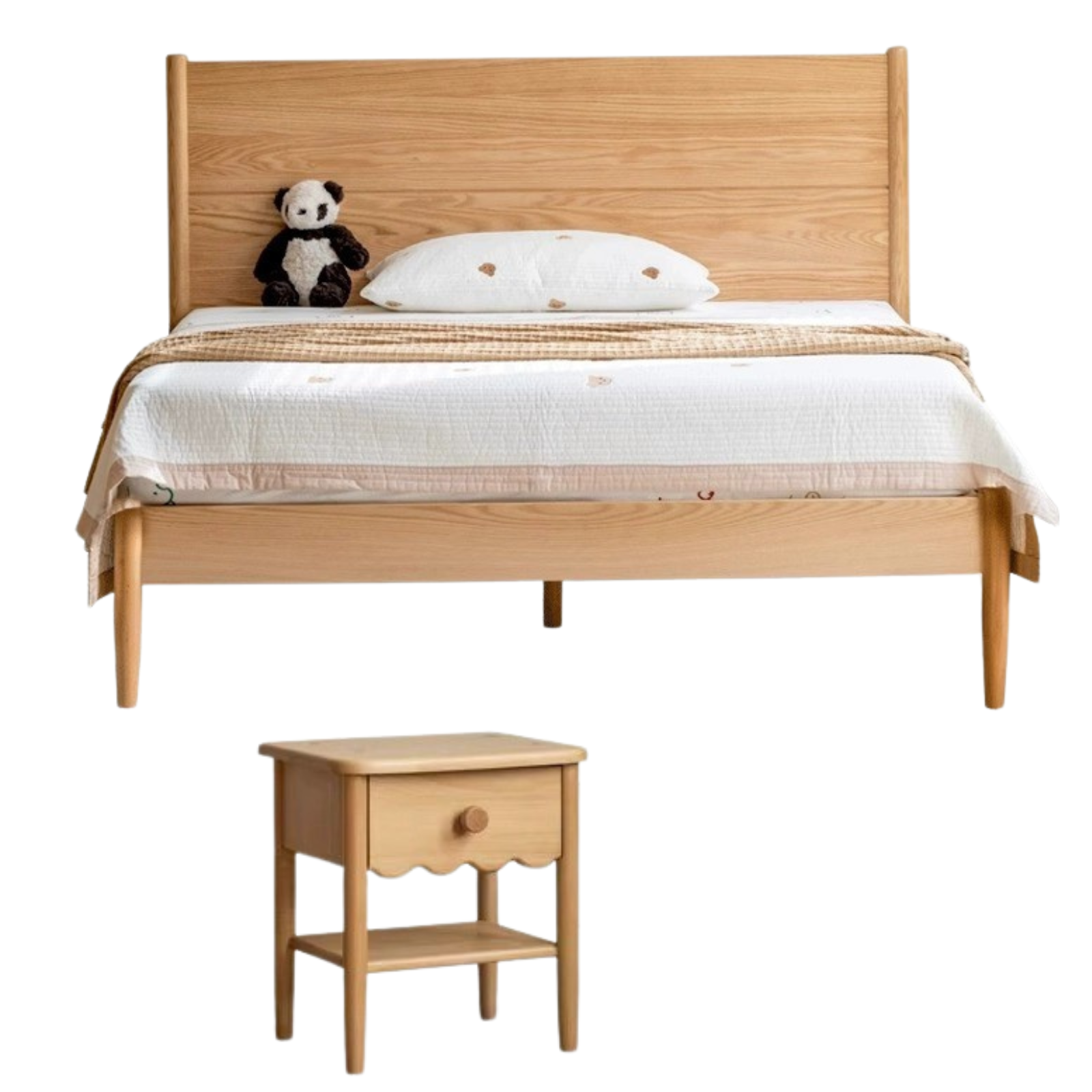 Beech, Oak Solid Wood Children's Soft Single Bed