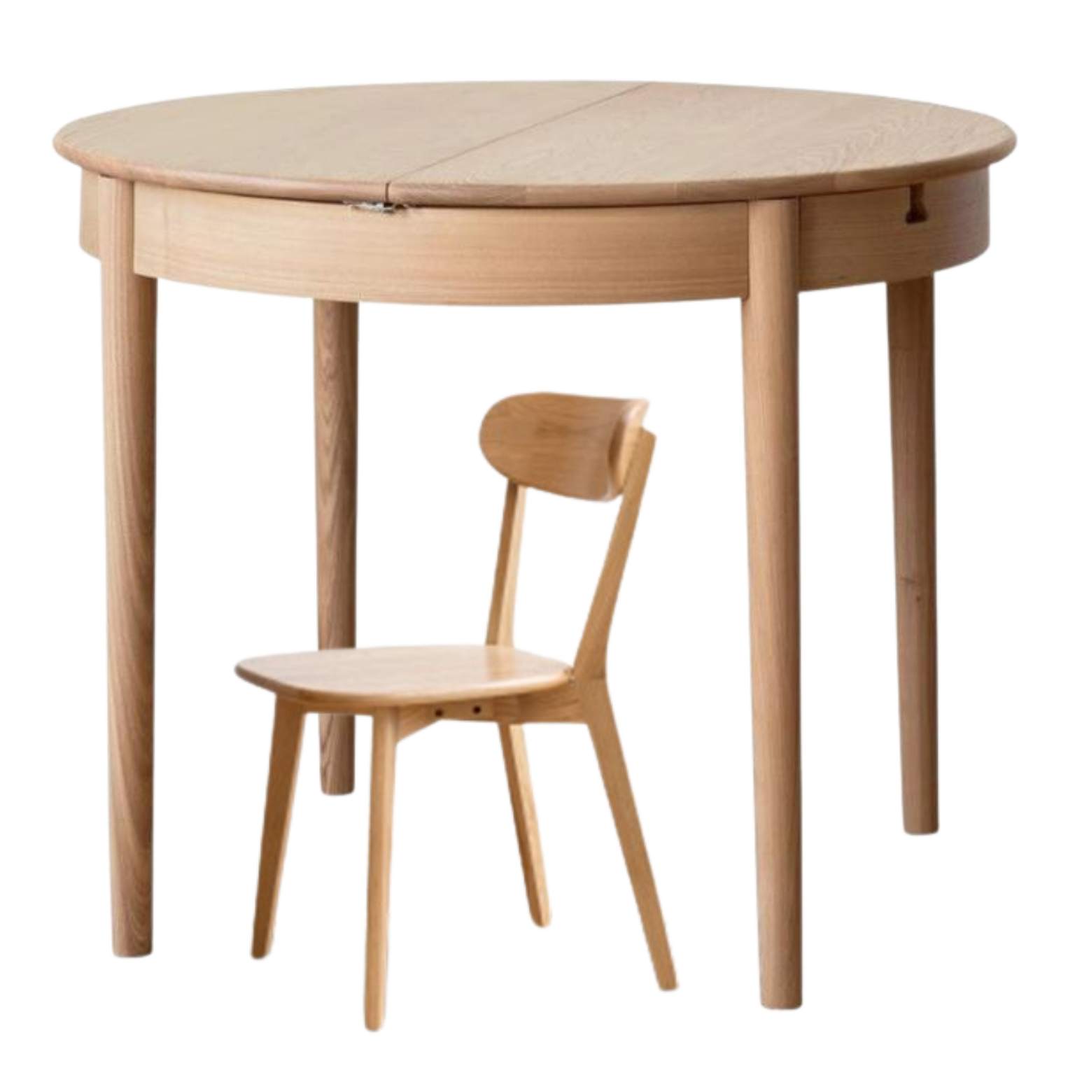 Oak, ash Solid Wood Retractable Round Dining Table