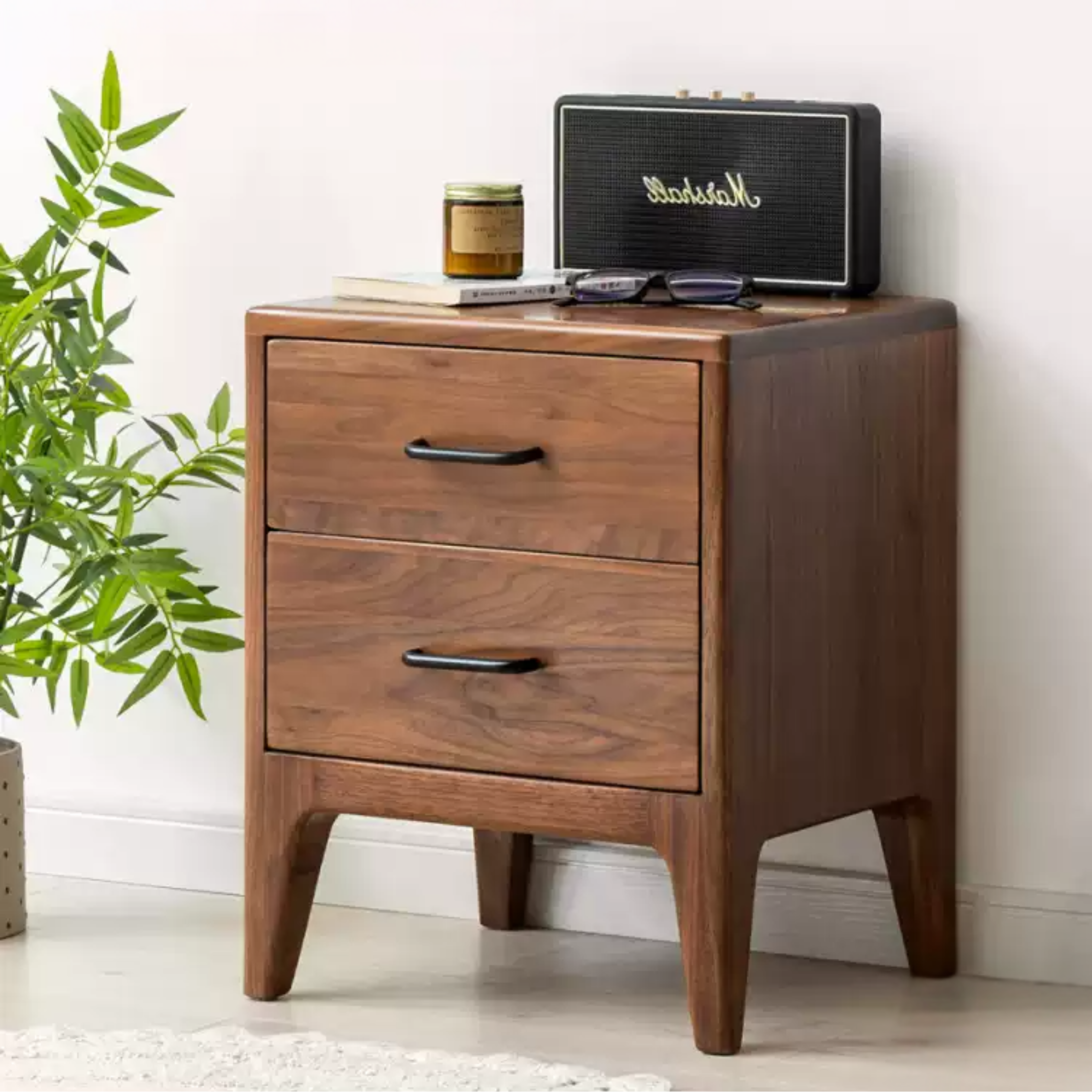 Black Walnut Solid Wood Modern Nightstand