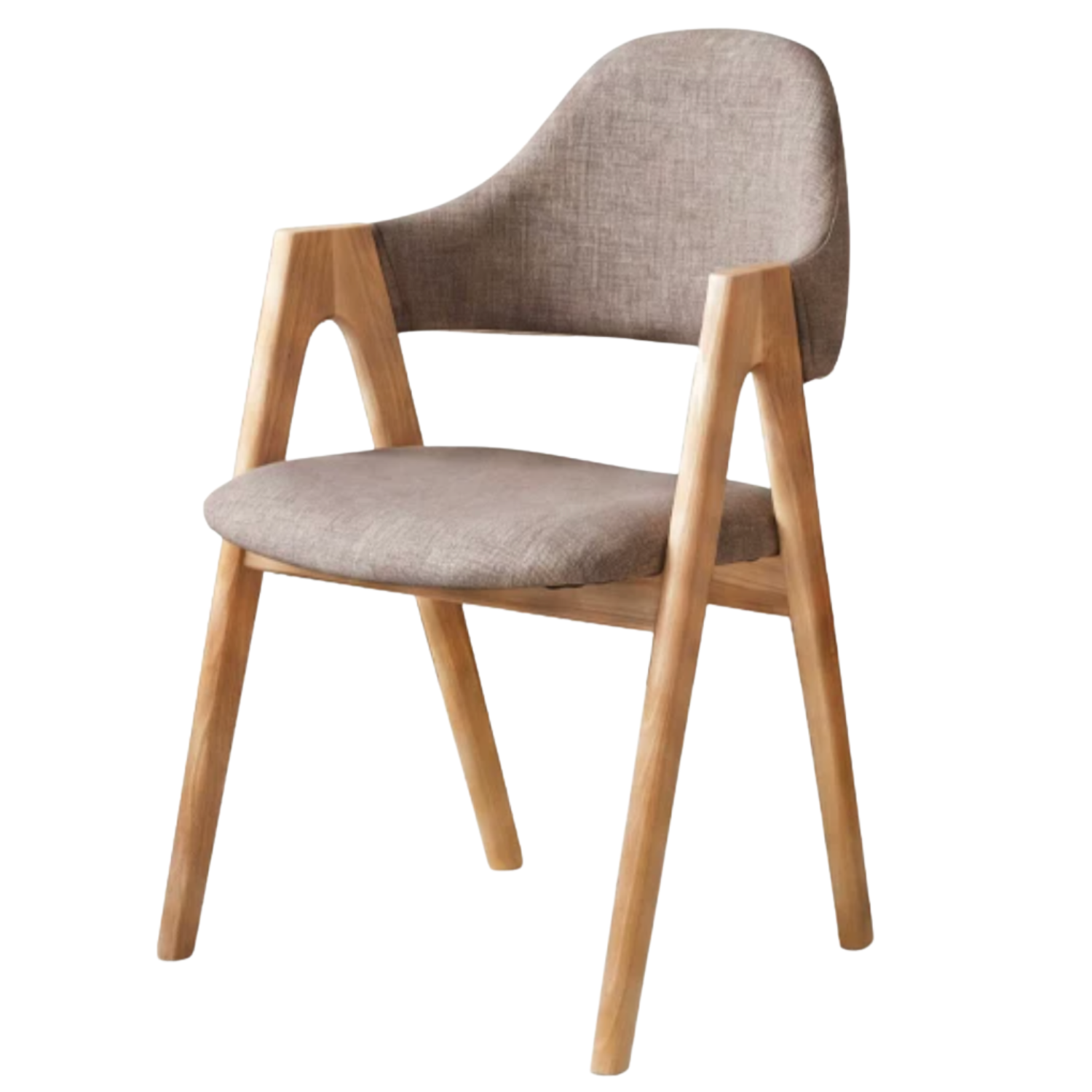 4 pcs Black Walnut, Oak, Solid Rubberwood Upholstered Barrel Dining Chair