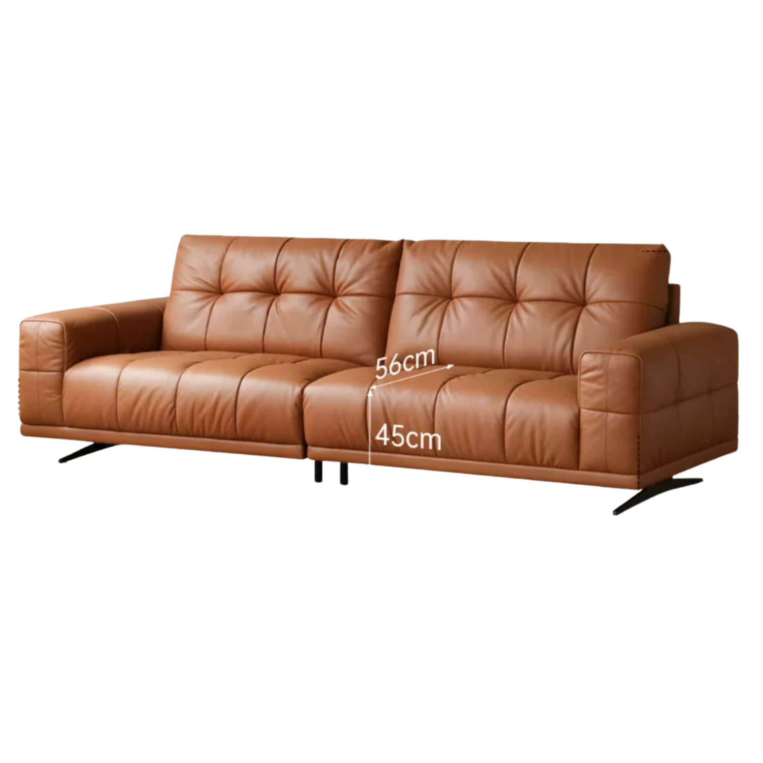 Genuine Leather Biscuit Tufted Sofa with Track Arms